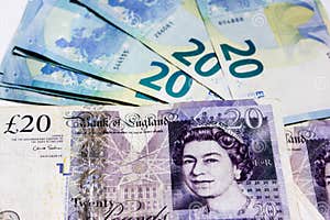European Union And English Pounds Money Mix Euro Editorial Stock Photo 