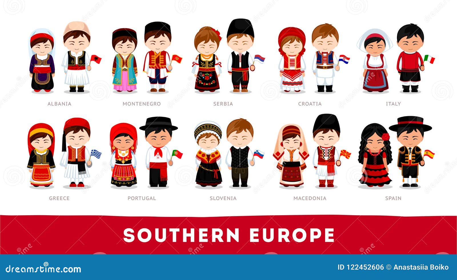 Europeans in National Clothes. Southern Europe Stock Vector ...