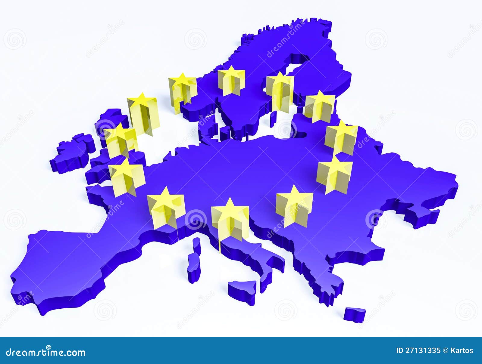 3d blauwe Europese Unie kaart