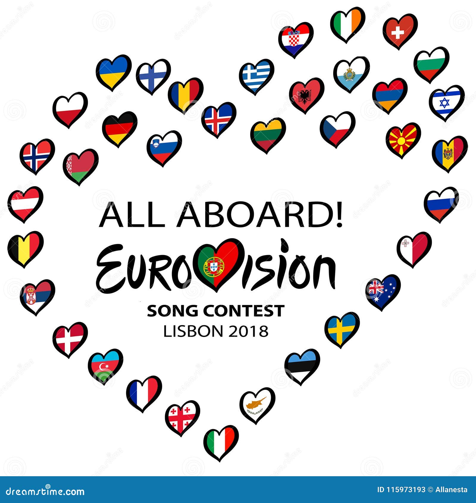 Eurovision Song Contest 18 All Aboard In Lisbon Music Heart With Lettering Portugal On A White Background Vector Illustrati Editorial Stock Photo Illustration Of Culture Lisbonportugal