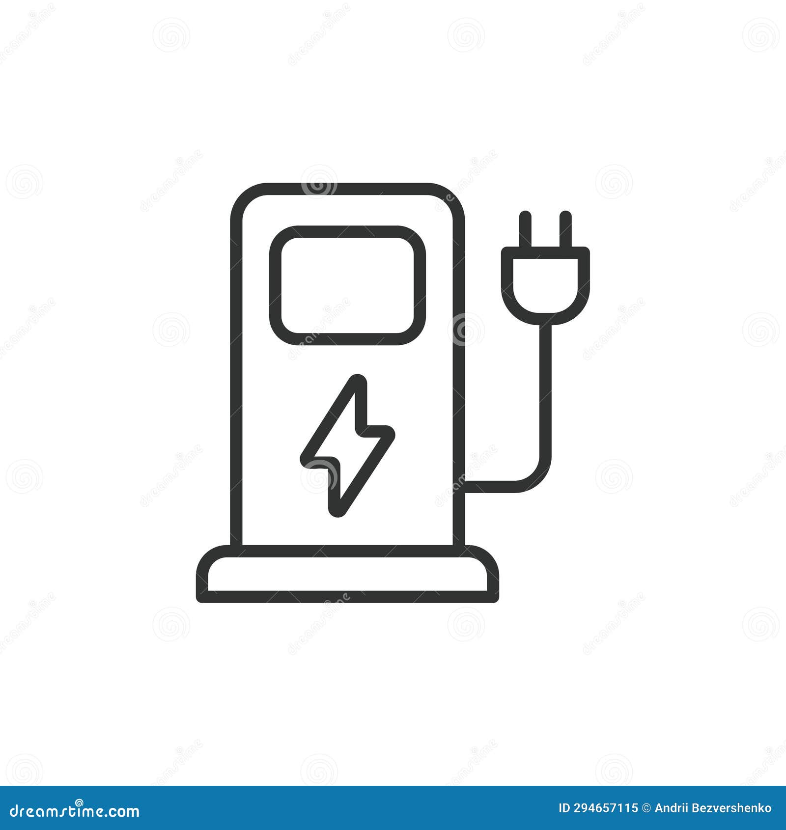 EV Charging Station Line Icon. Electric Vehicle Charging Station Icon. Editable Stroke. Vector