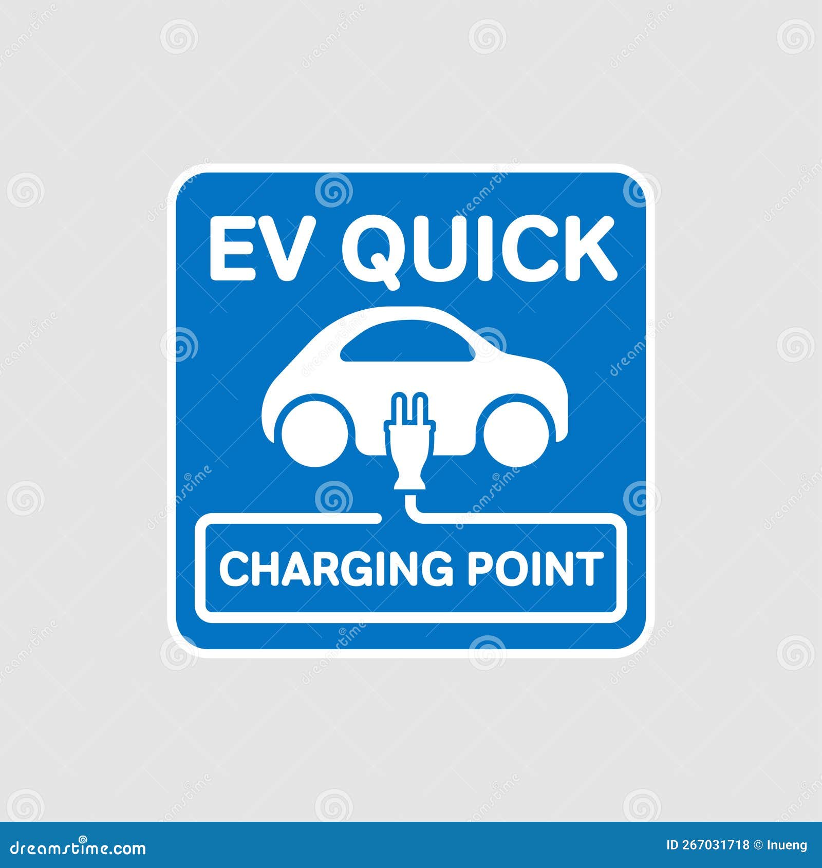 EV QUICK Charging Point Sign. Stock Vector Illustration of power