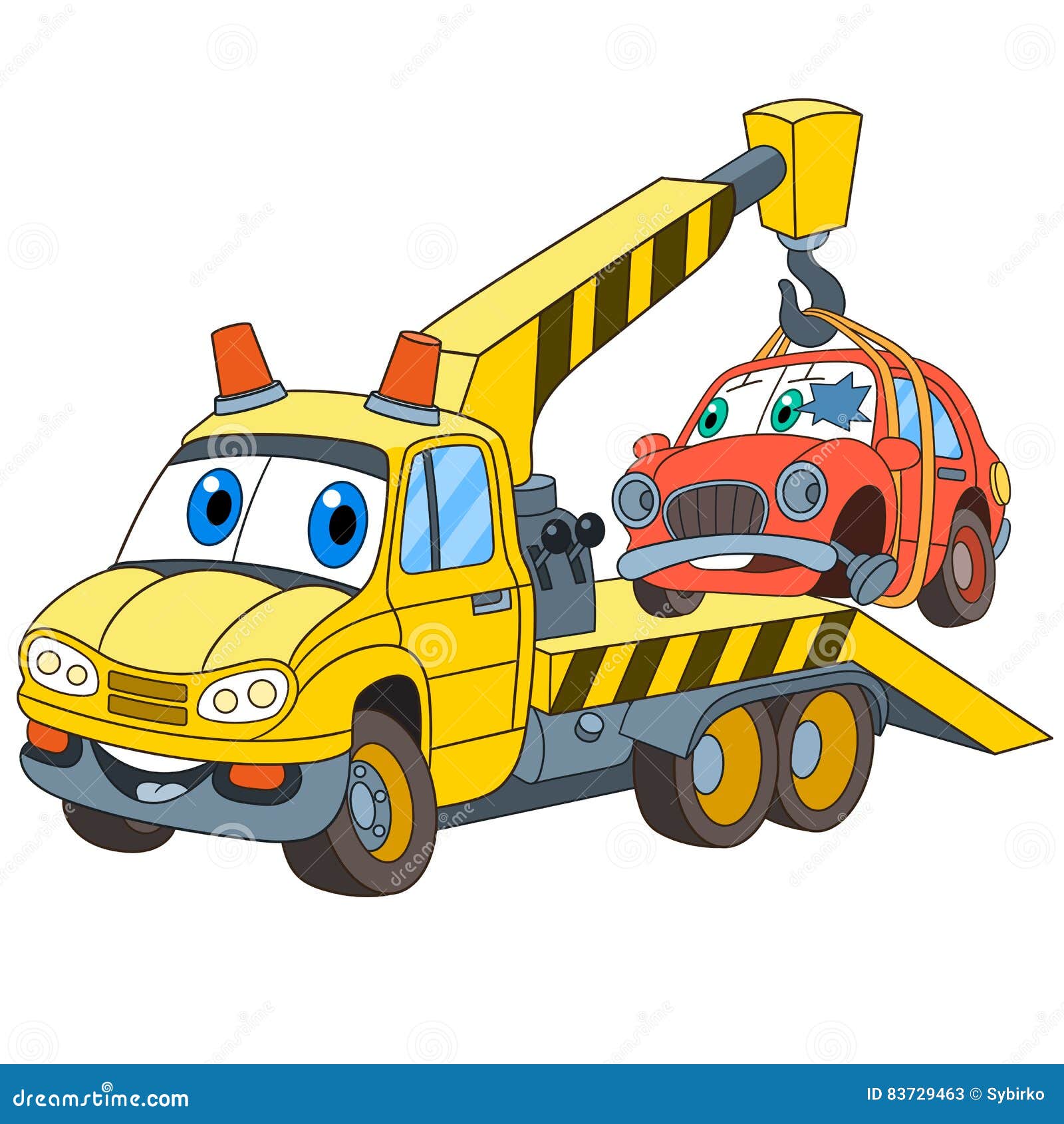 Conjunto De Transporte De Desenhos Animados. Coleção De Veículos.  Semi-caminhão Pesado (reboque, Caminhão), Trator (bulldozer), Caminhão De  Reboque (evacuador), Carro Antigo Retro De Luxo. Páginas De Livros De  Colorir Para Crianças. Royalty