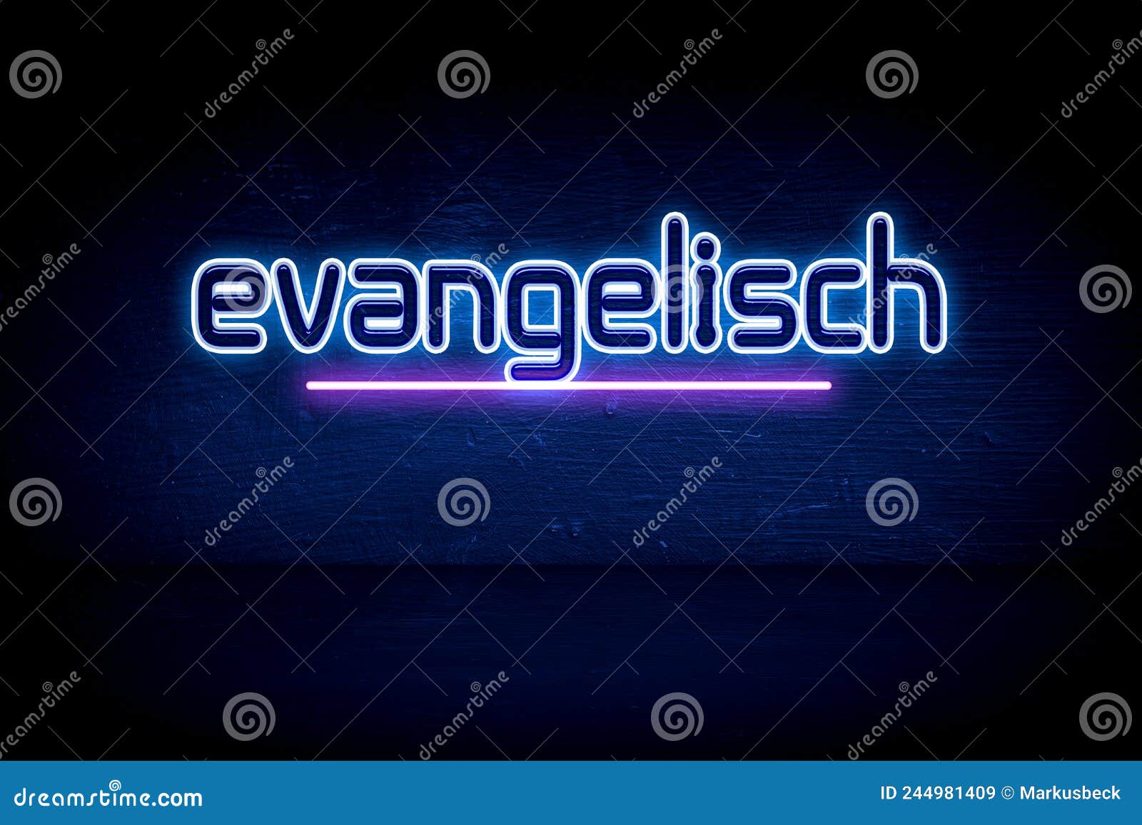 evangelisch - blue neon announcement signboard