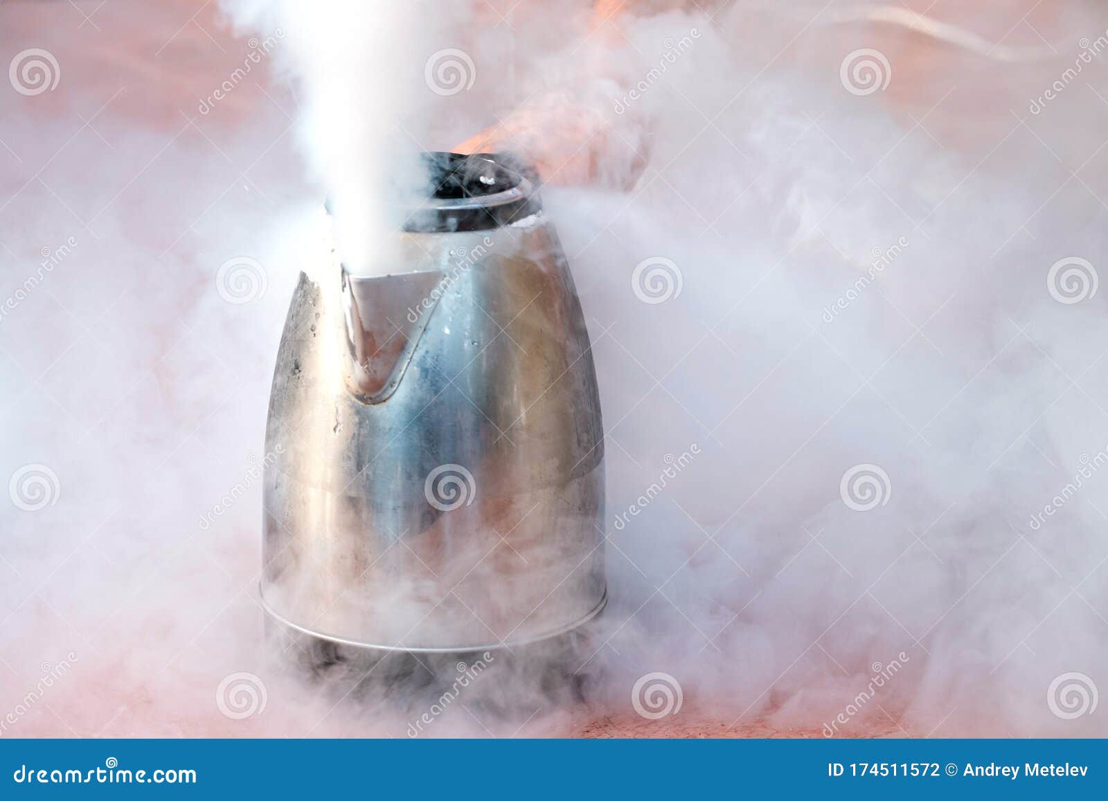 Evaporating Liquid Nitrogen from a Metal Teapot All in Clouds of Steam Stock Photo Image of