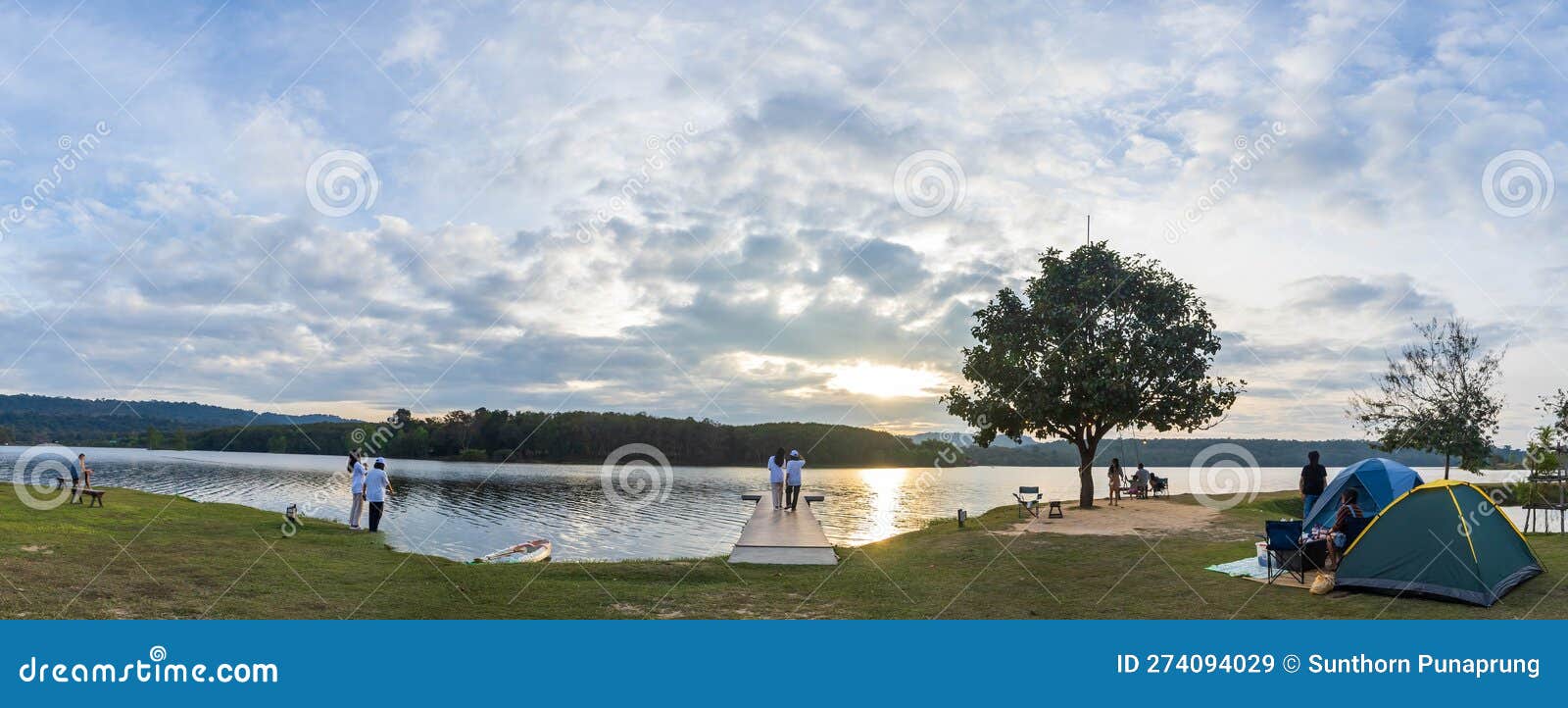 Evening Atmosphere at the River, Camping by the River Editorial Stock