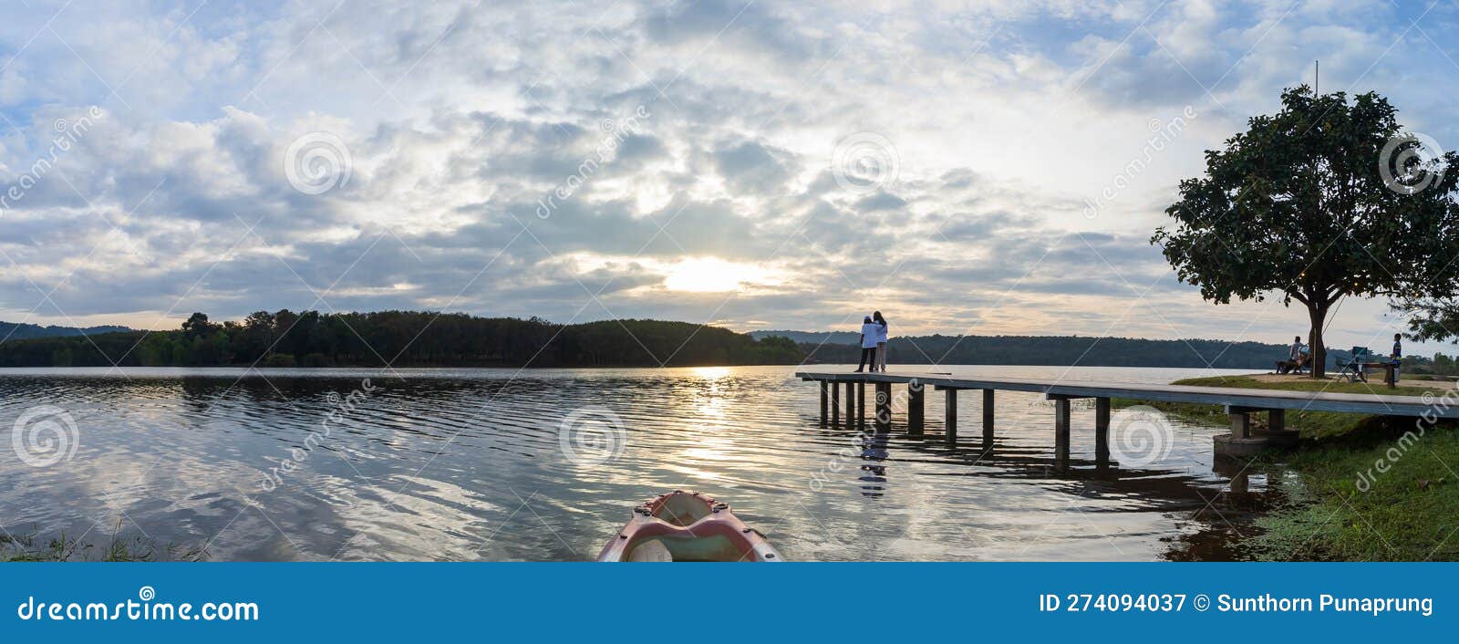 Evening Atmosphere at the River, Camping by the River Stock Image