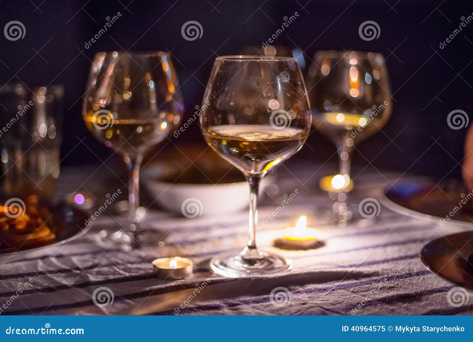 Evening Candle Light Dinner with Wine Stock Image Image of dining, beverage 40964575