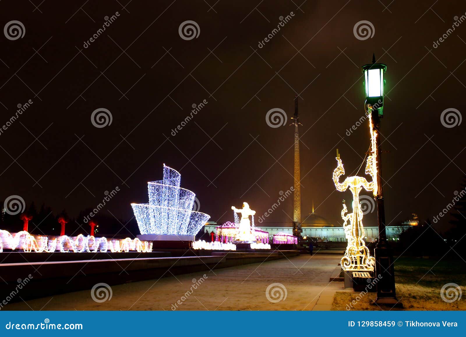 Evening festive lighting editorial stock image. Image of background ...