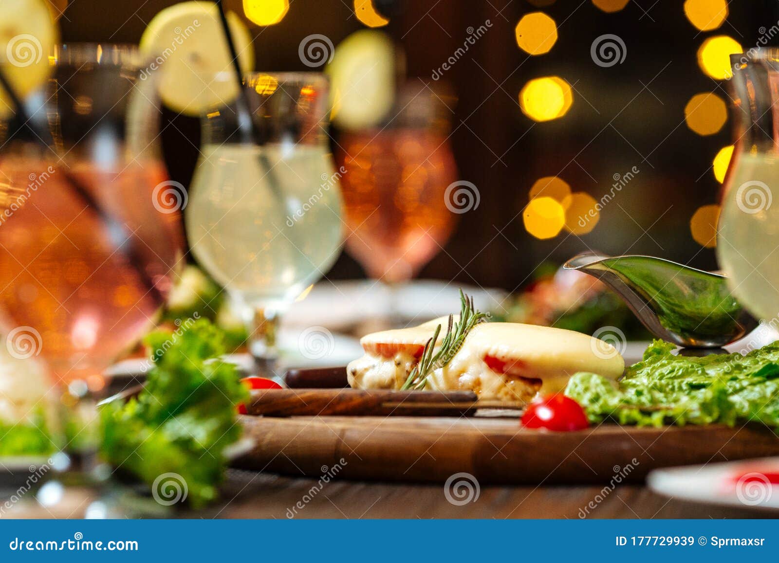 Evening Gala Dinner With Cocktails Stock Image Image Of Food Glass 177729939