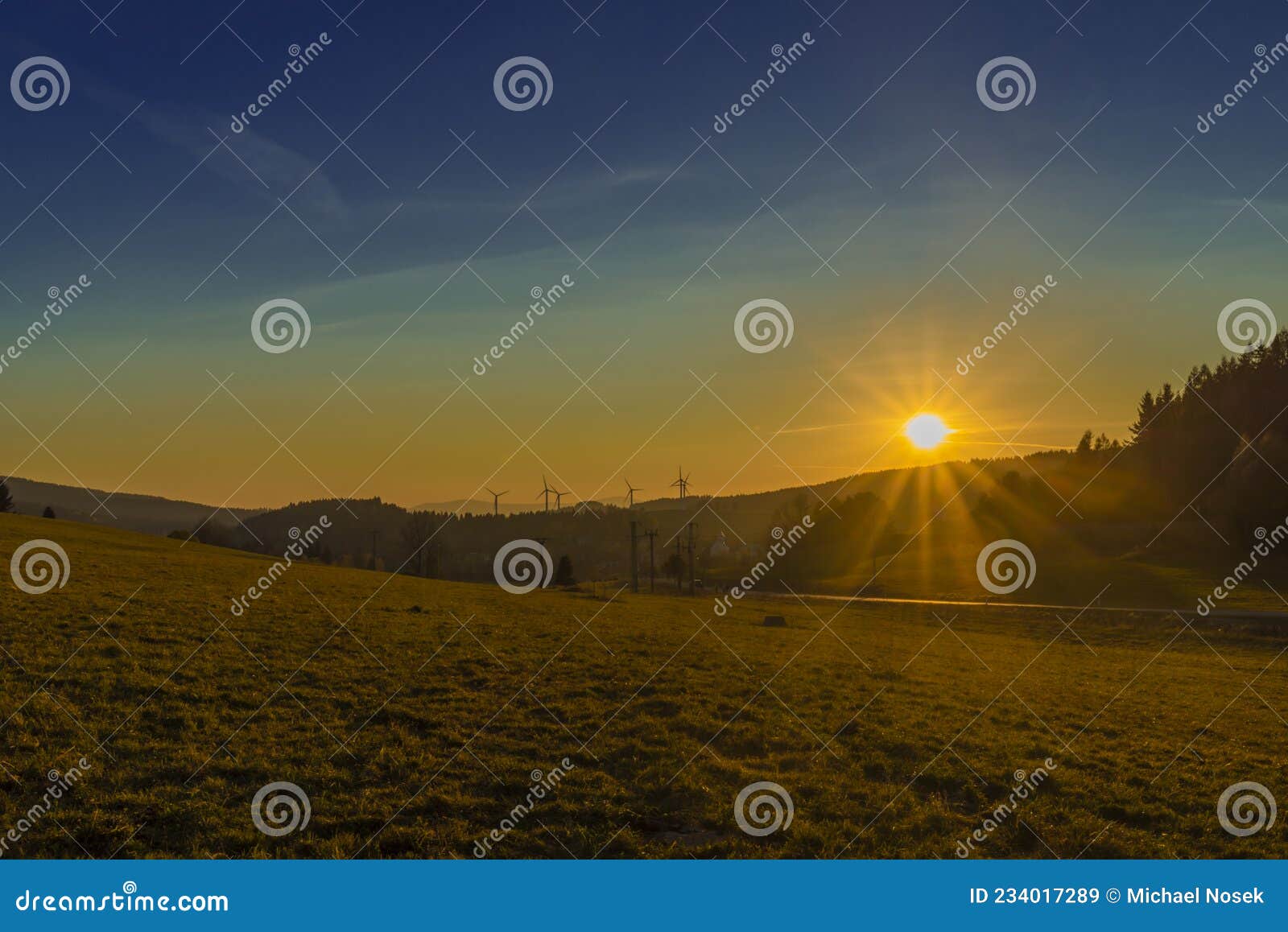 evening near ostruzna and ramzova villages in jeseniky mountains