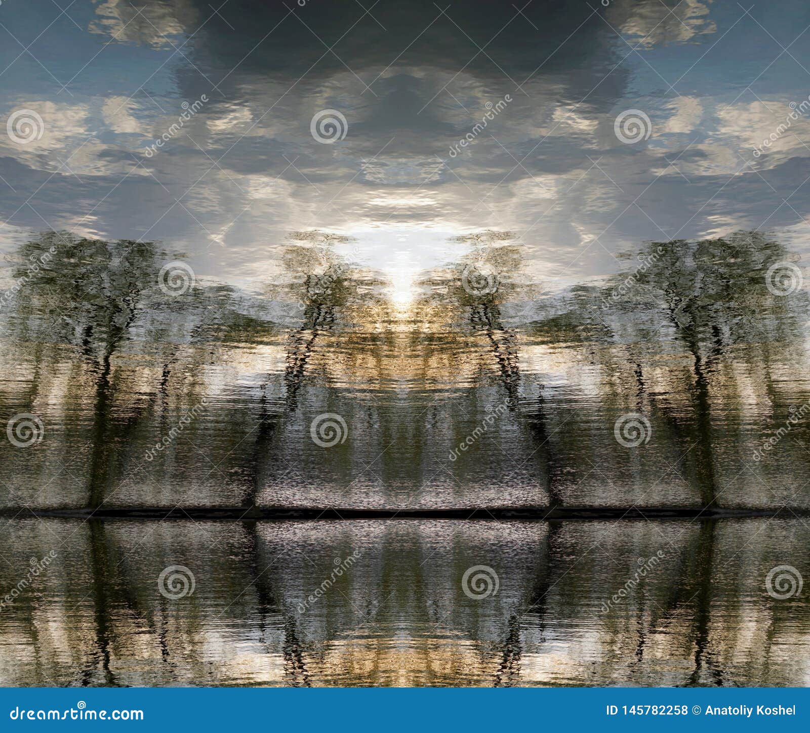 Evening Over The River Symmetry Reflections Trees And The Evening Sky