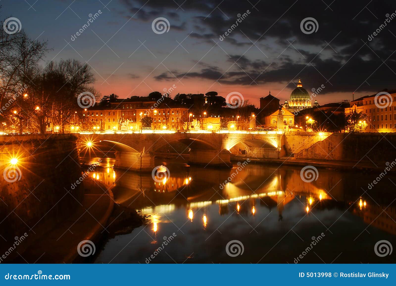 Evening Rome 3. stock photo. Image of bridge, river, landmark 5013998