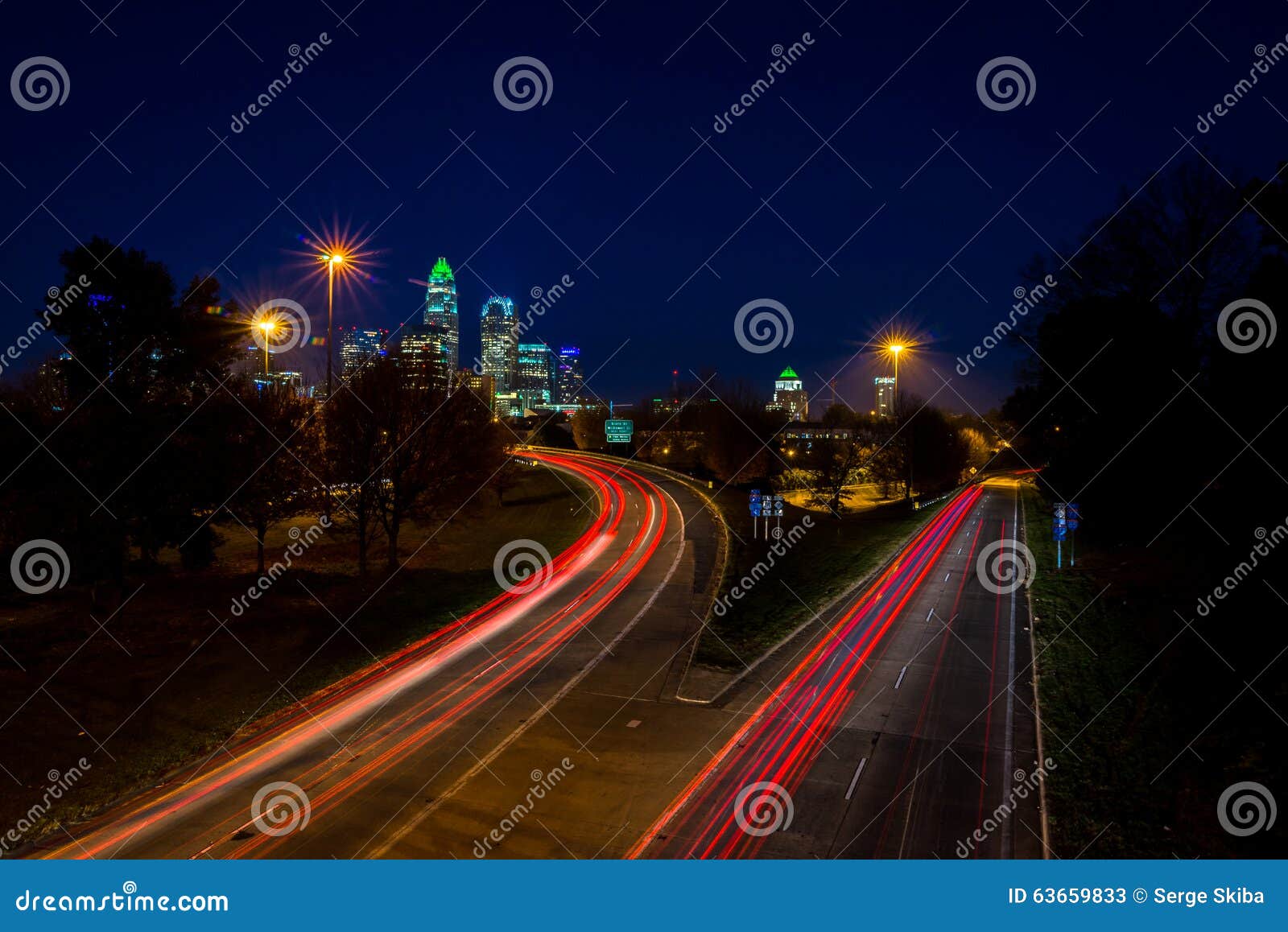 Evening Rush Hour Commute in Charlotte, North Carolina Stock Image