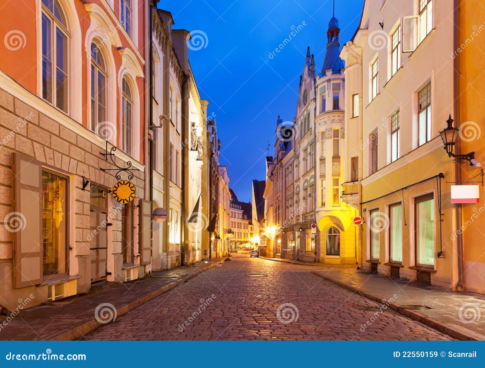 evening street in the old town in tallinn, estonia