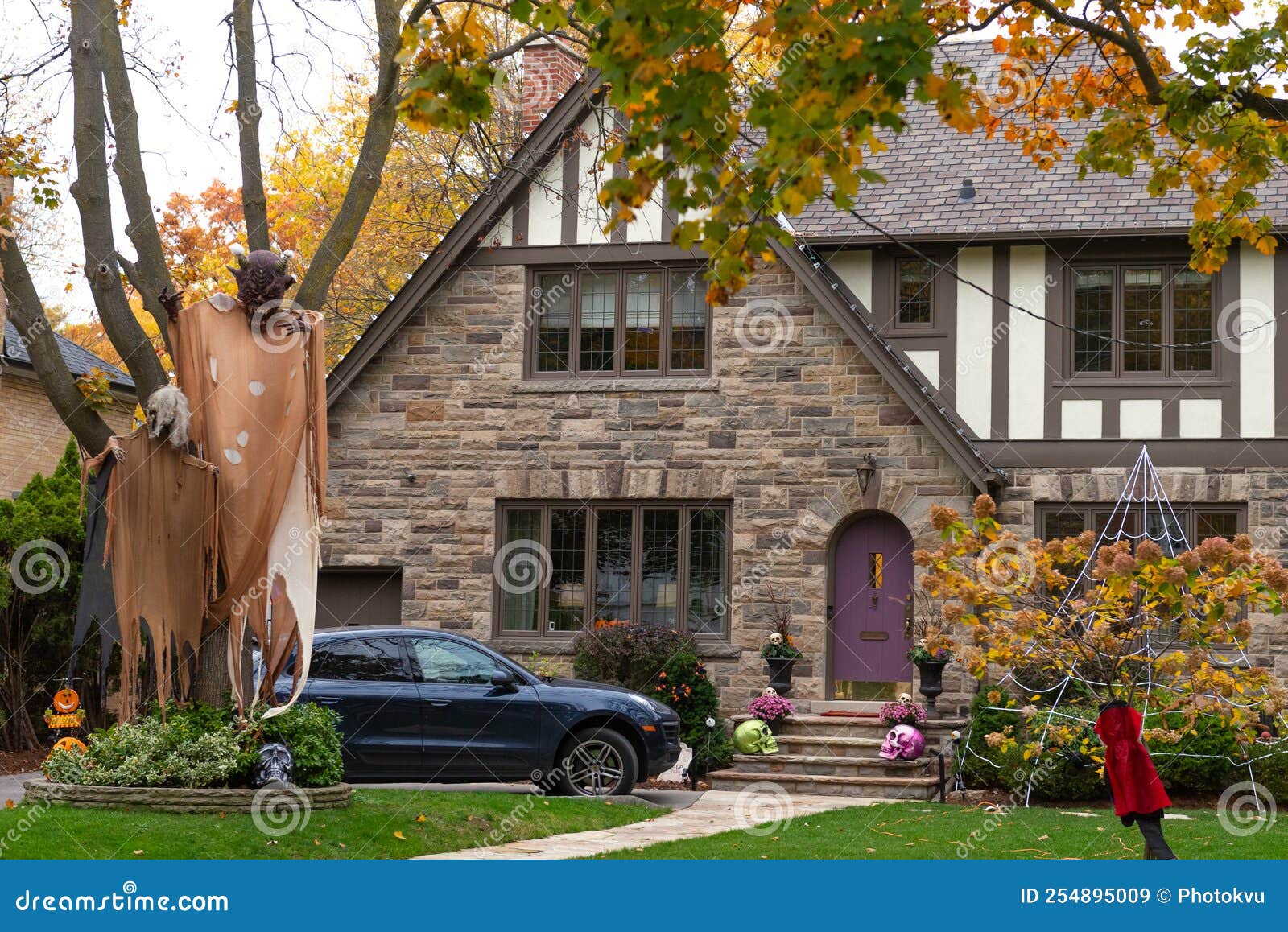 Halloween Decorated House in Toronto Editorial Stock Image Image of