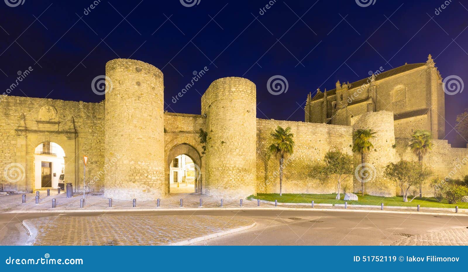 evening view of citywall. ronda