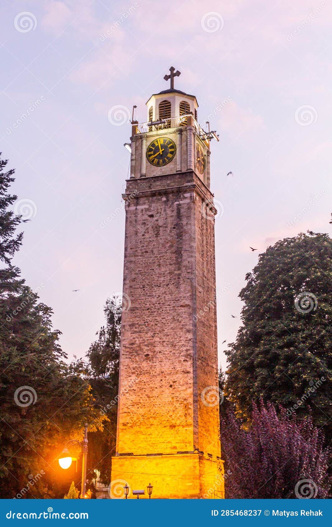 Evening View of the Clock Tower in Bitola, North Macedon Stock Image