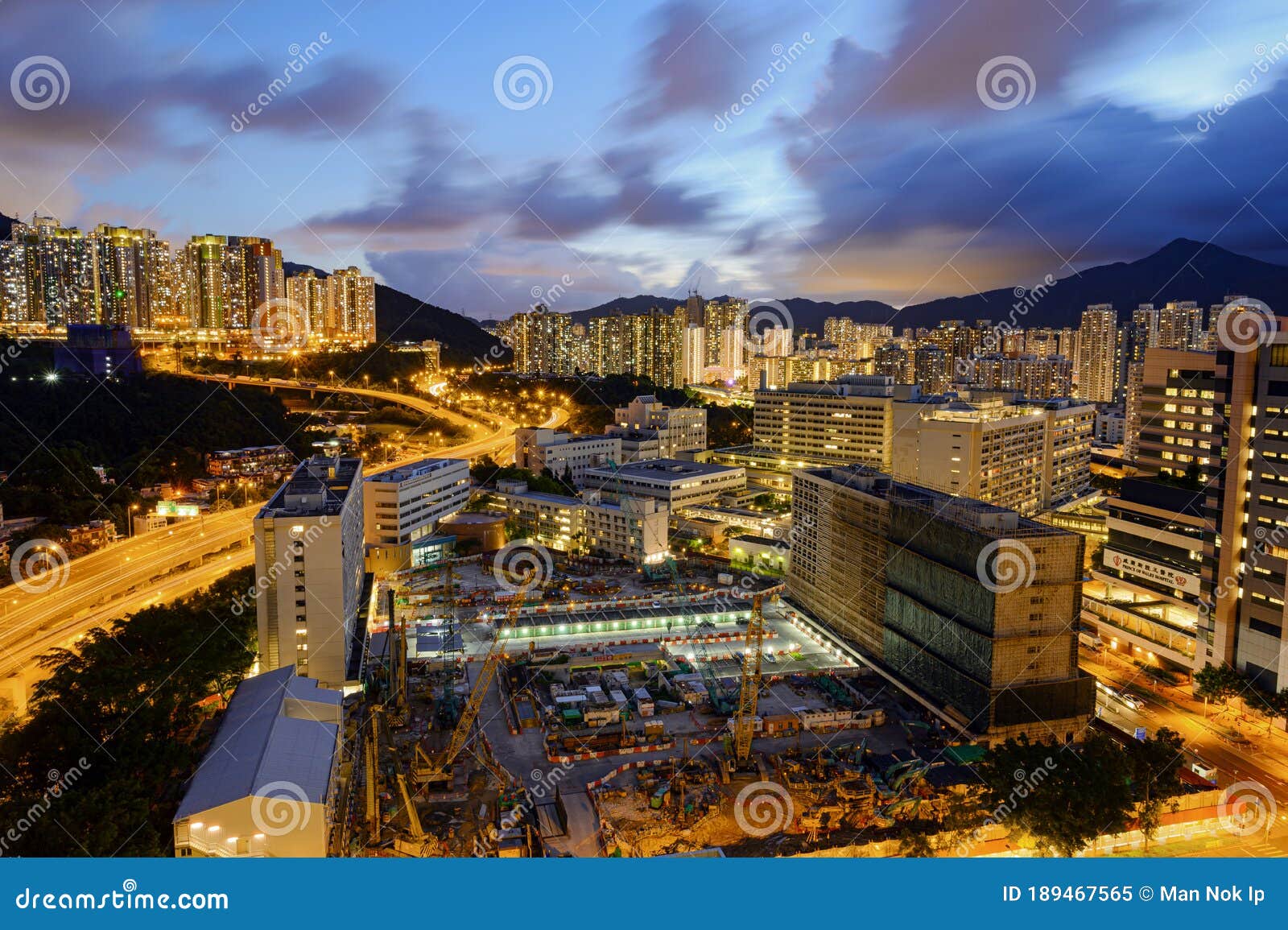 evening view of shatin, hong kong