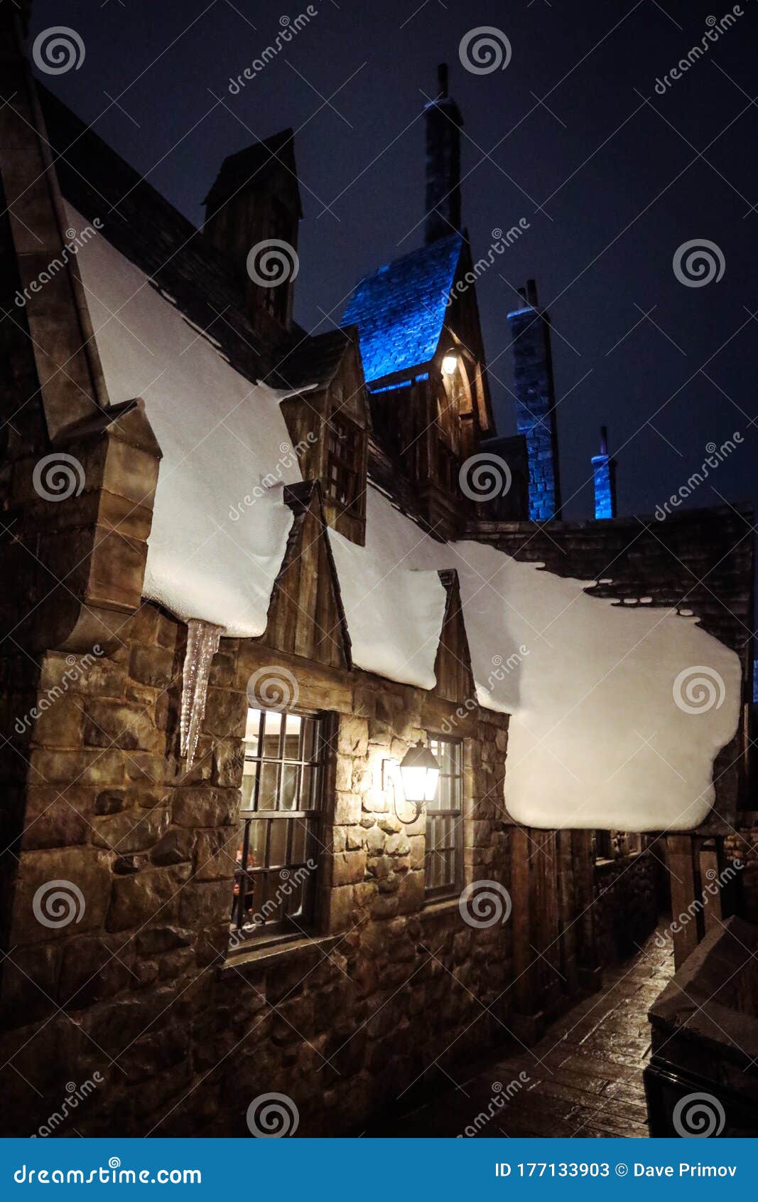 Evening View To the Harry Potter Village Hogsmeade in Universal