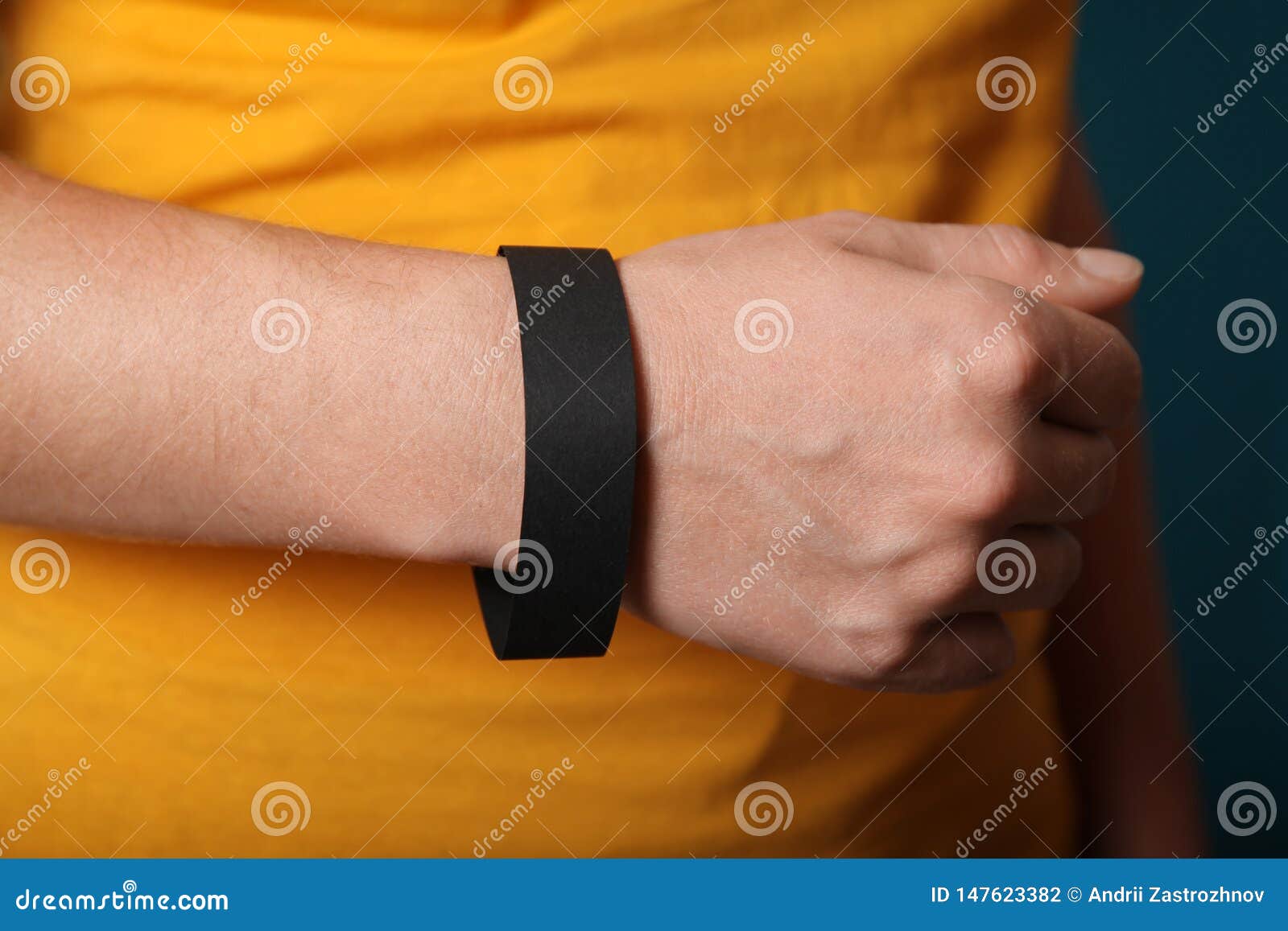 Download Event Bracelet Blank, Black Paper Concert Ticket Mockup. Wristband Activity Accessory. Branding ...