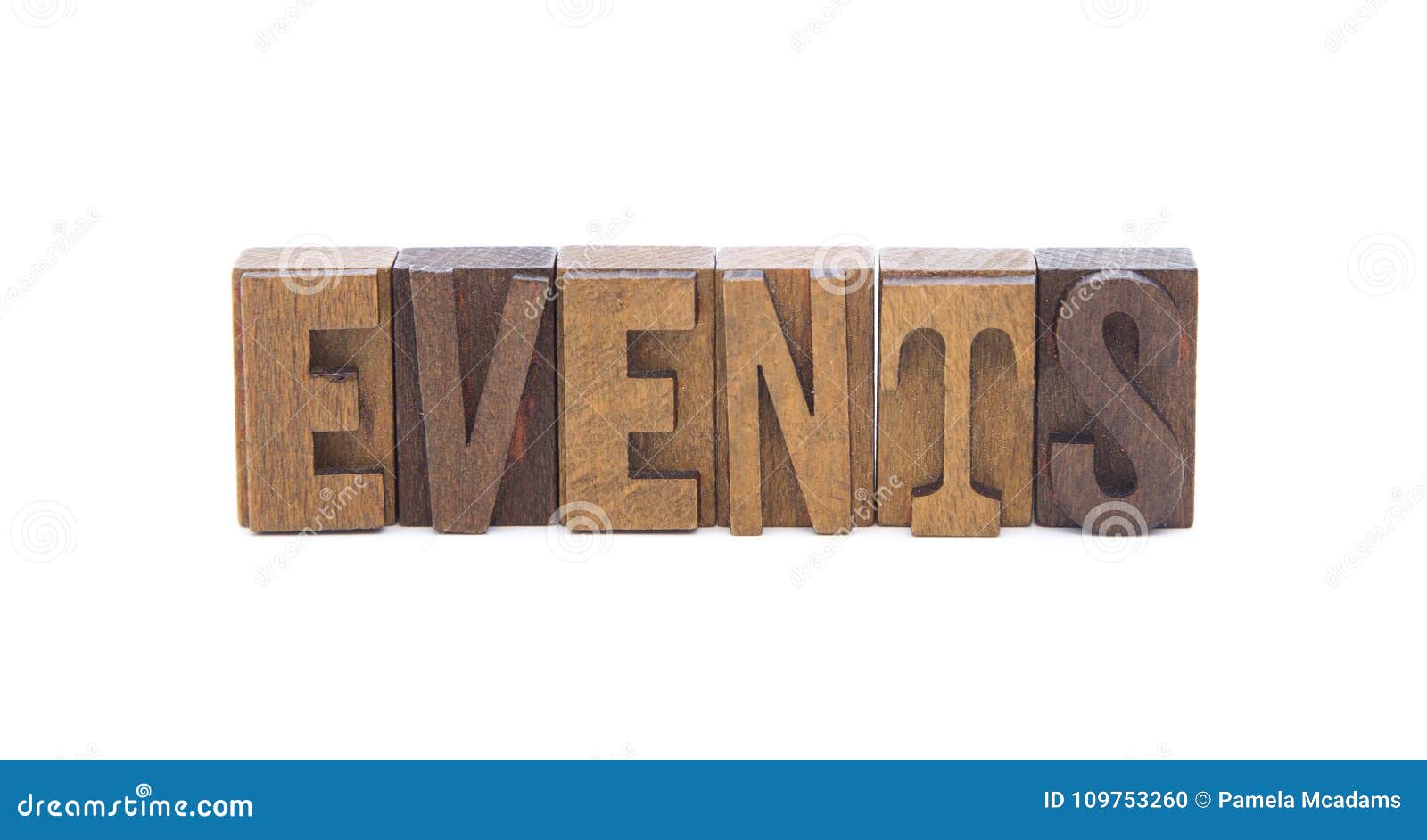 Events in Block Letters stock photo. Image of white 109753260