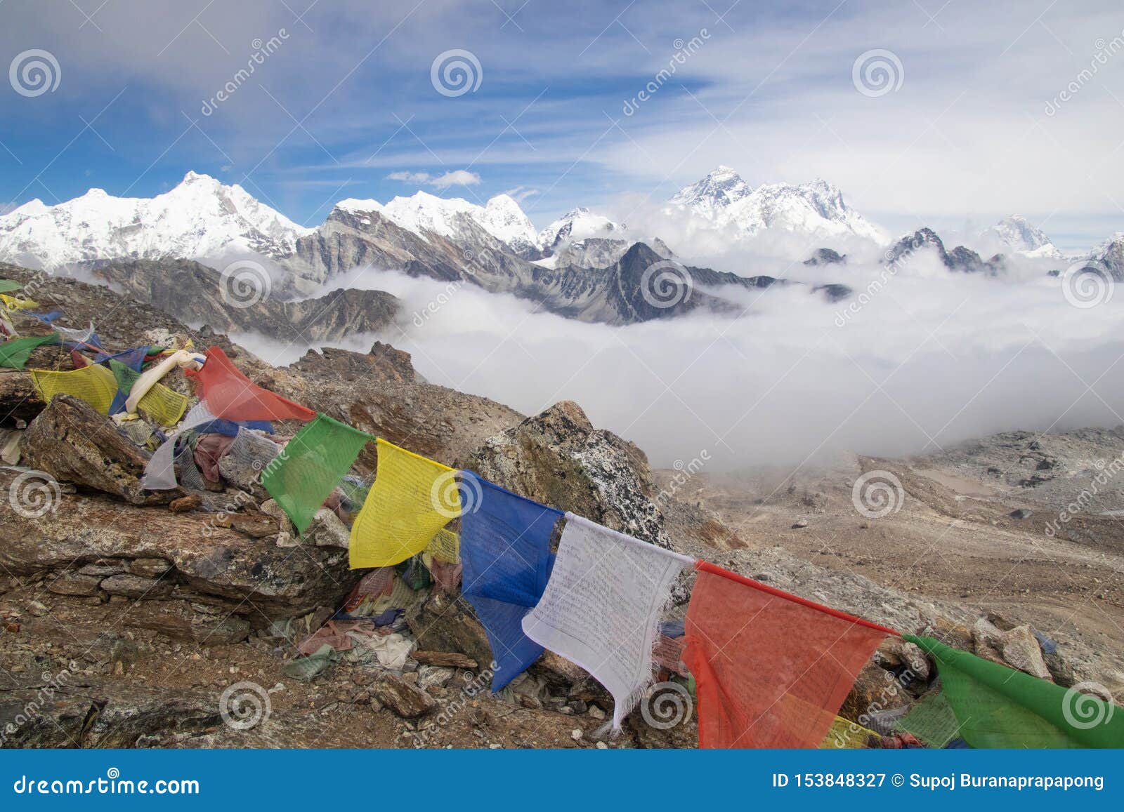 everest base camp trekking nepal scenics view of himalaya mountain range at renjo la pass