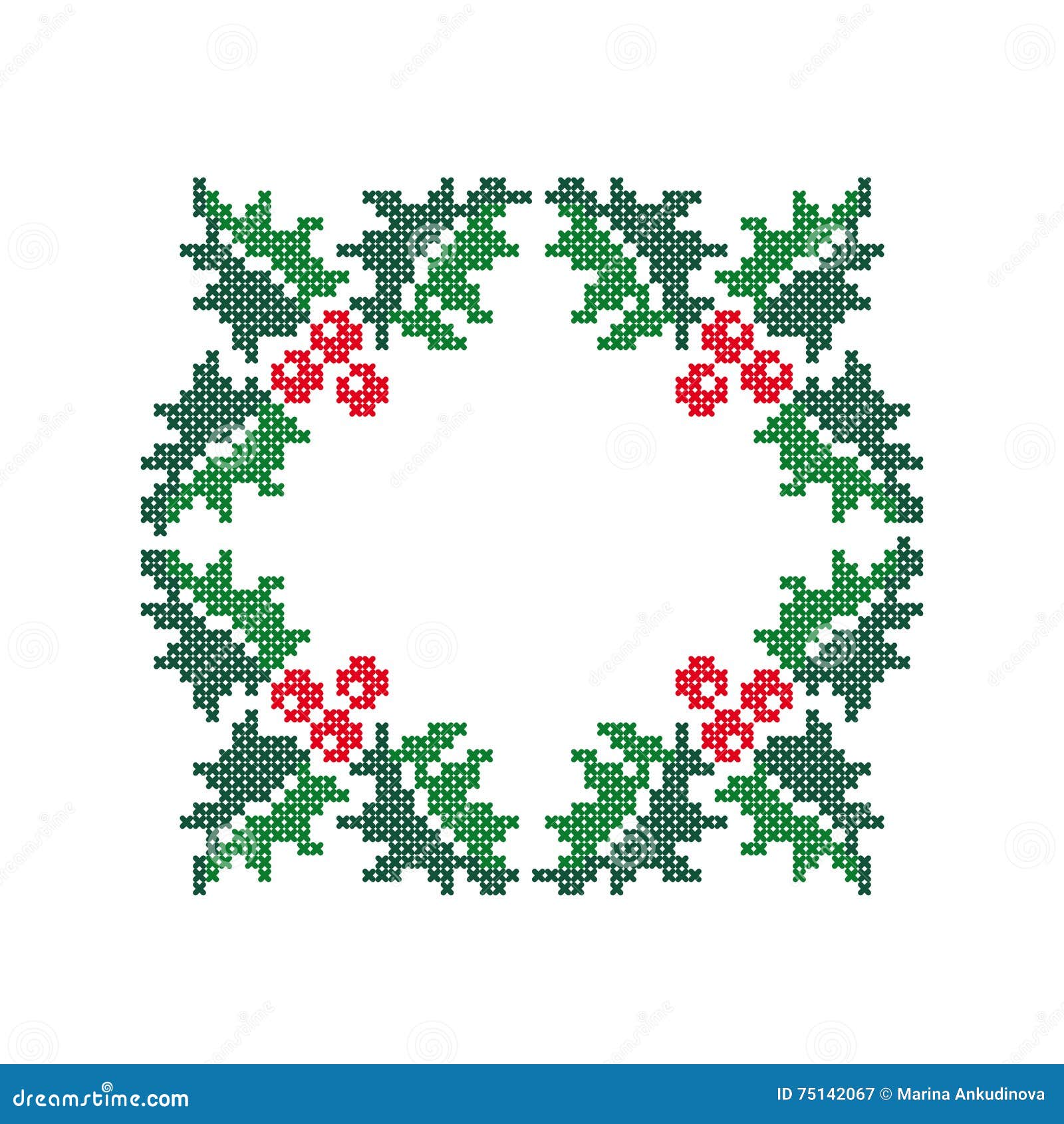 Evergreen Holly with Berries. Christmas Frame. Stock Vector