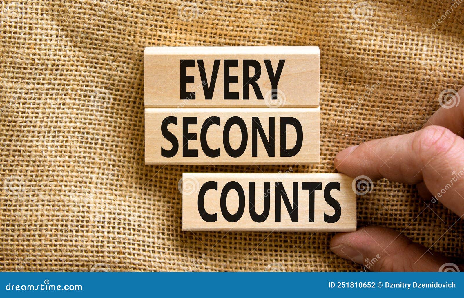 Every Second Counts Symbol. Concept Words Every Second Counts on Wooden Blocks on a Beautiful