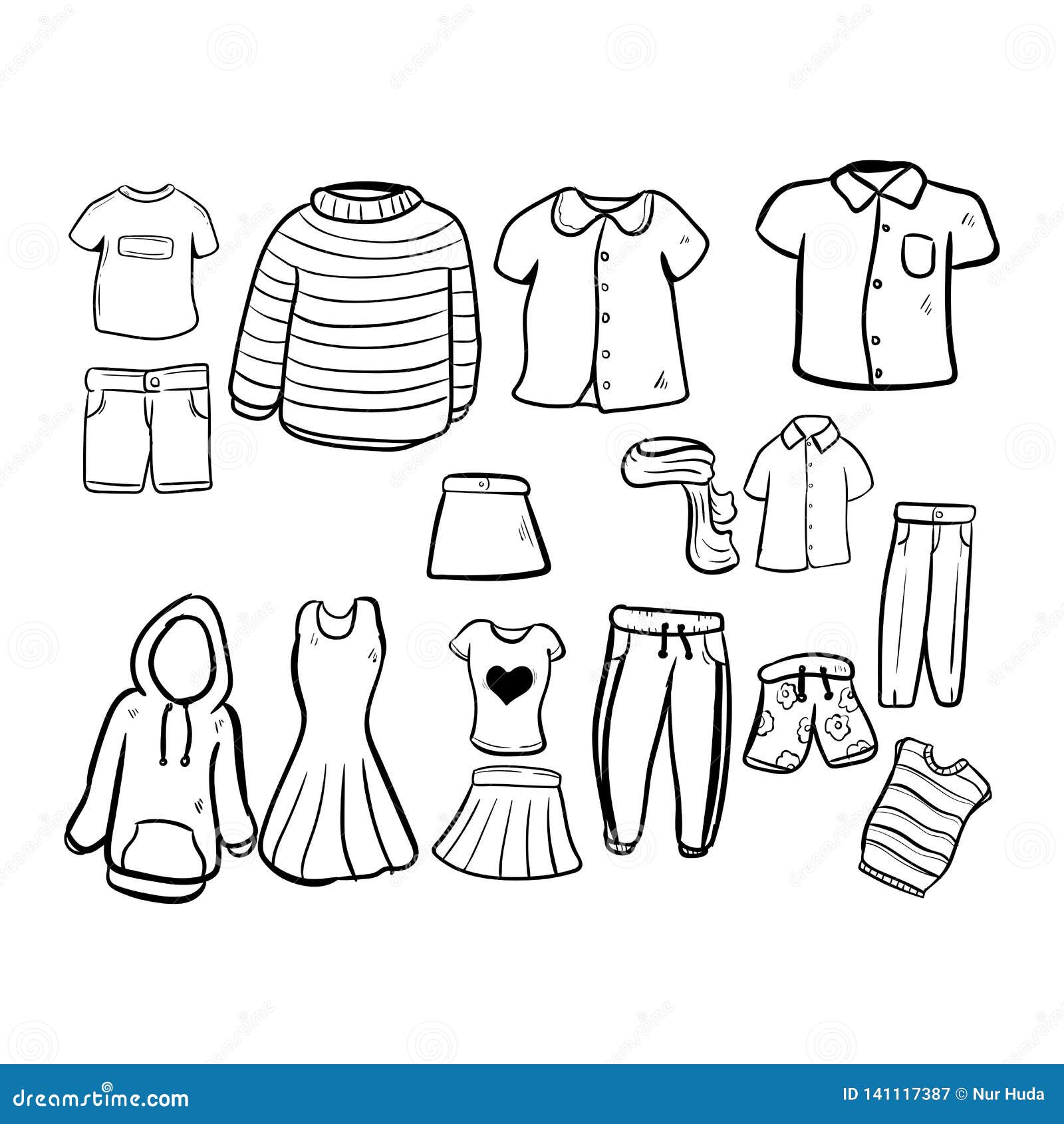 Everyday Clothes Doodle Icon Vector Stock Illustration - Illustration ...