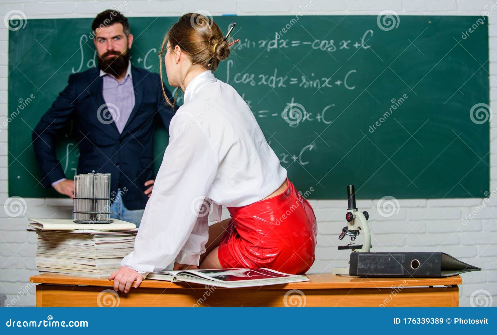 Everyone Dreaming About Such Teacher Attractive Teacher In Leather Skirt Cheeky Teacher