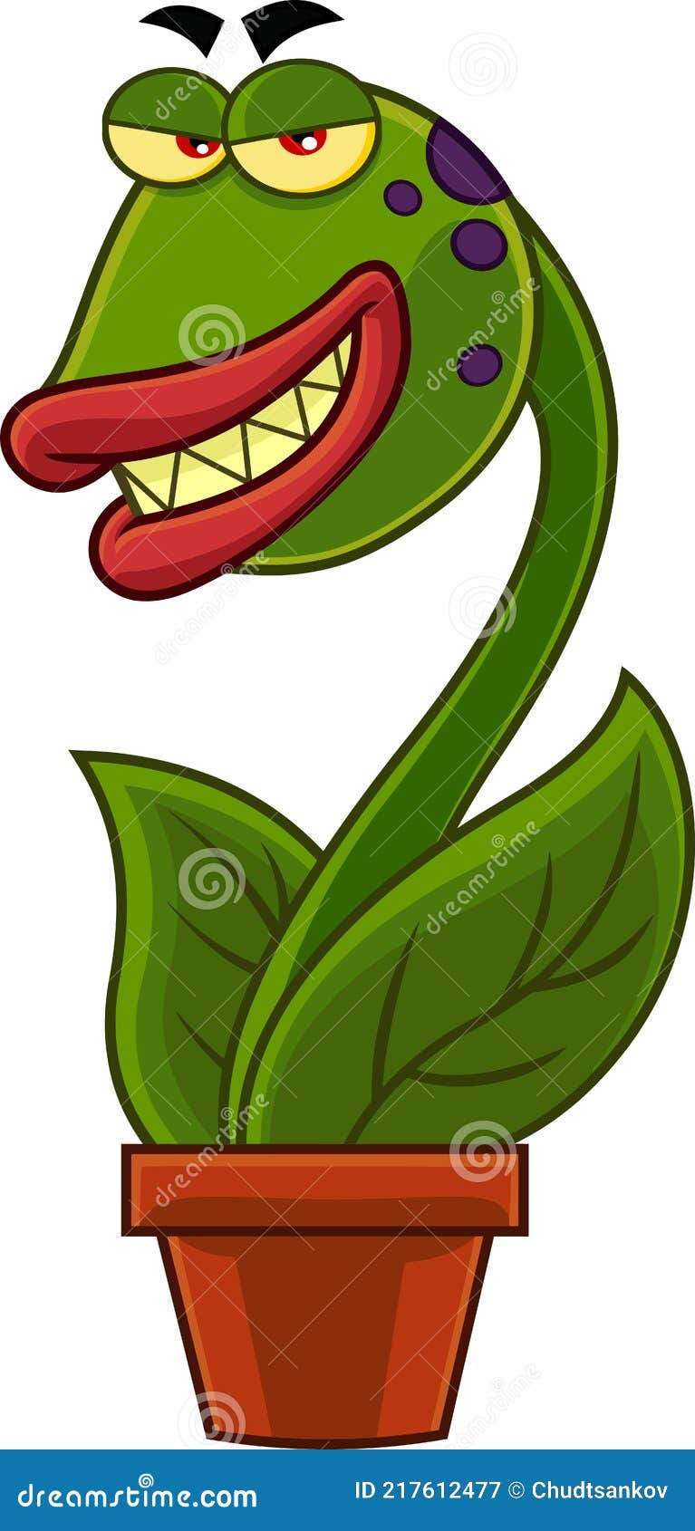 Evil Carnivorous Plant Cartoon Character Stock Vector - Illustration of  laughing, green: 217612477