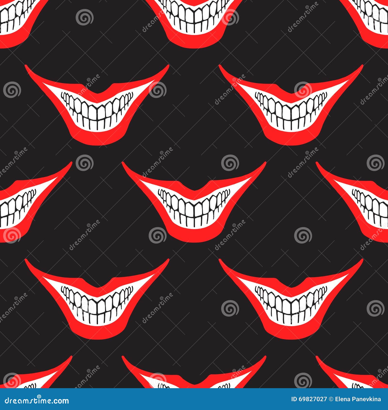 evil clown or card joker smile seamless pattern
