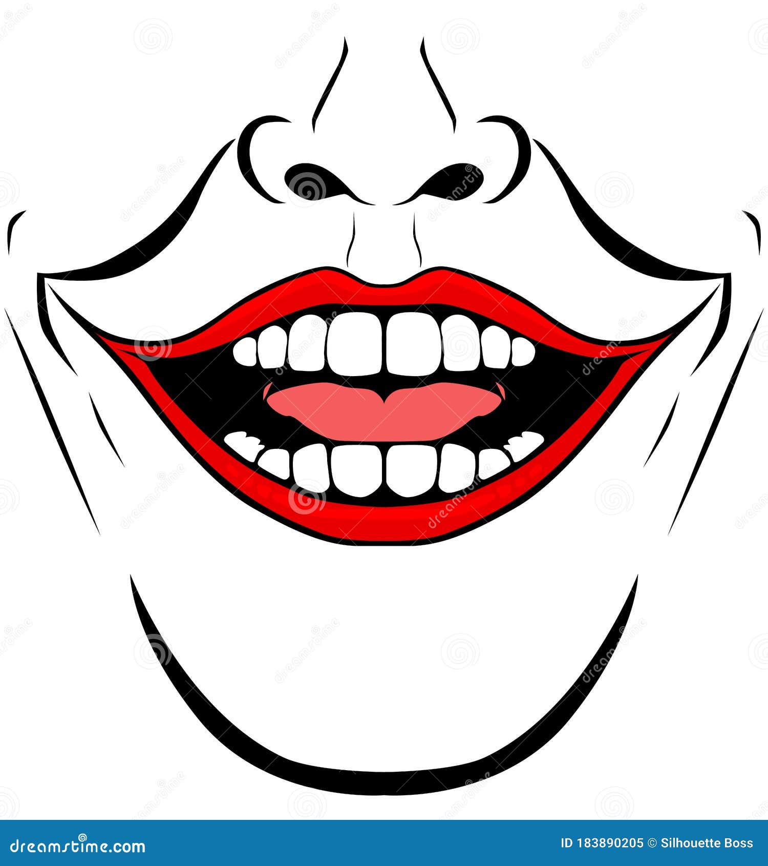 igualdad flota mareado Evil Clown / Creepy Clown or Horror Clown, Clown Horror Smiley Face. Clown  Mouth, Joker Smile for Hallowen Stock Illustration - Illustration of mask,  fear: 183890205