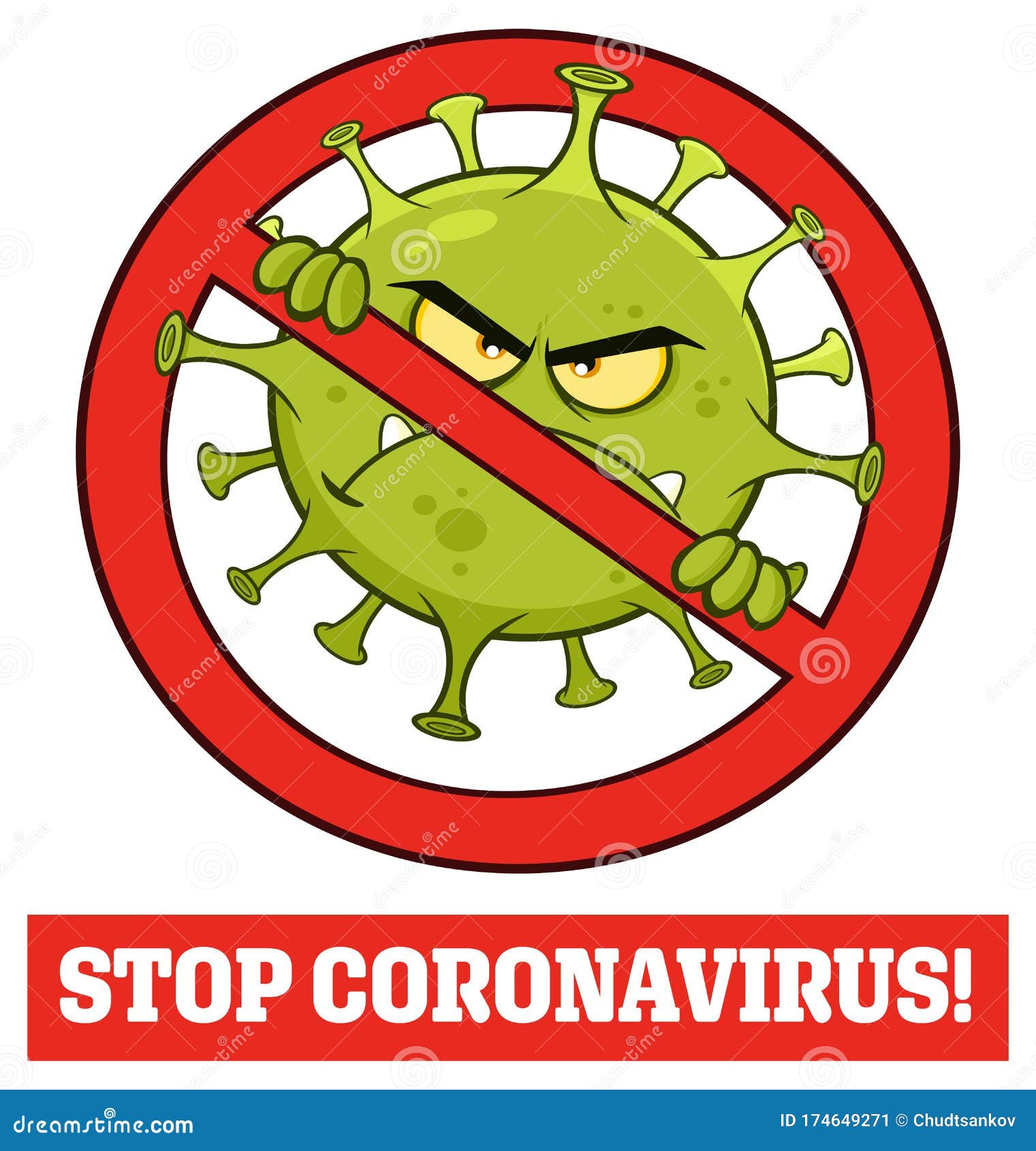 Evil Coronavirus COVID-19 Cartoon Character Of Pathogenic ...