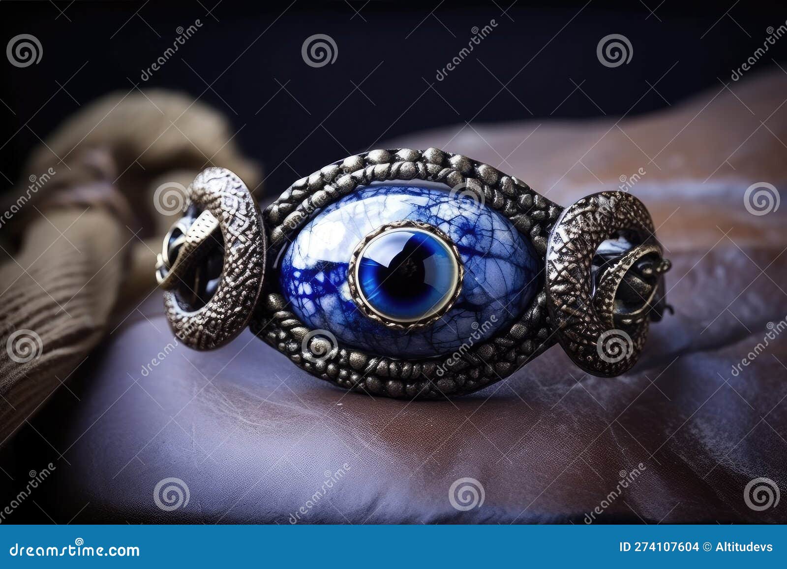 Evil Eye with Snake, Symbol of Protection and Healing Stock