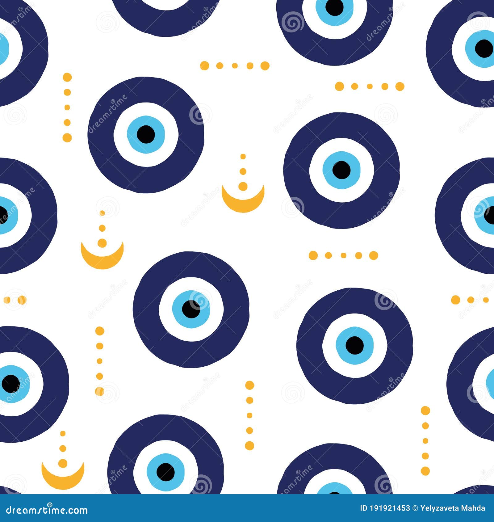 Evil Eyes Seamless Pattern. Abstract Hand Drawn Greek Eye Talismans ...