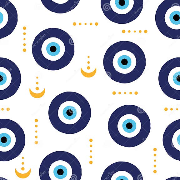 Evil Eyes Seamless Pattern. Abstract Hand Drawn Greek Eye Talismans ...