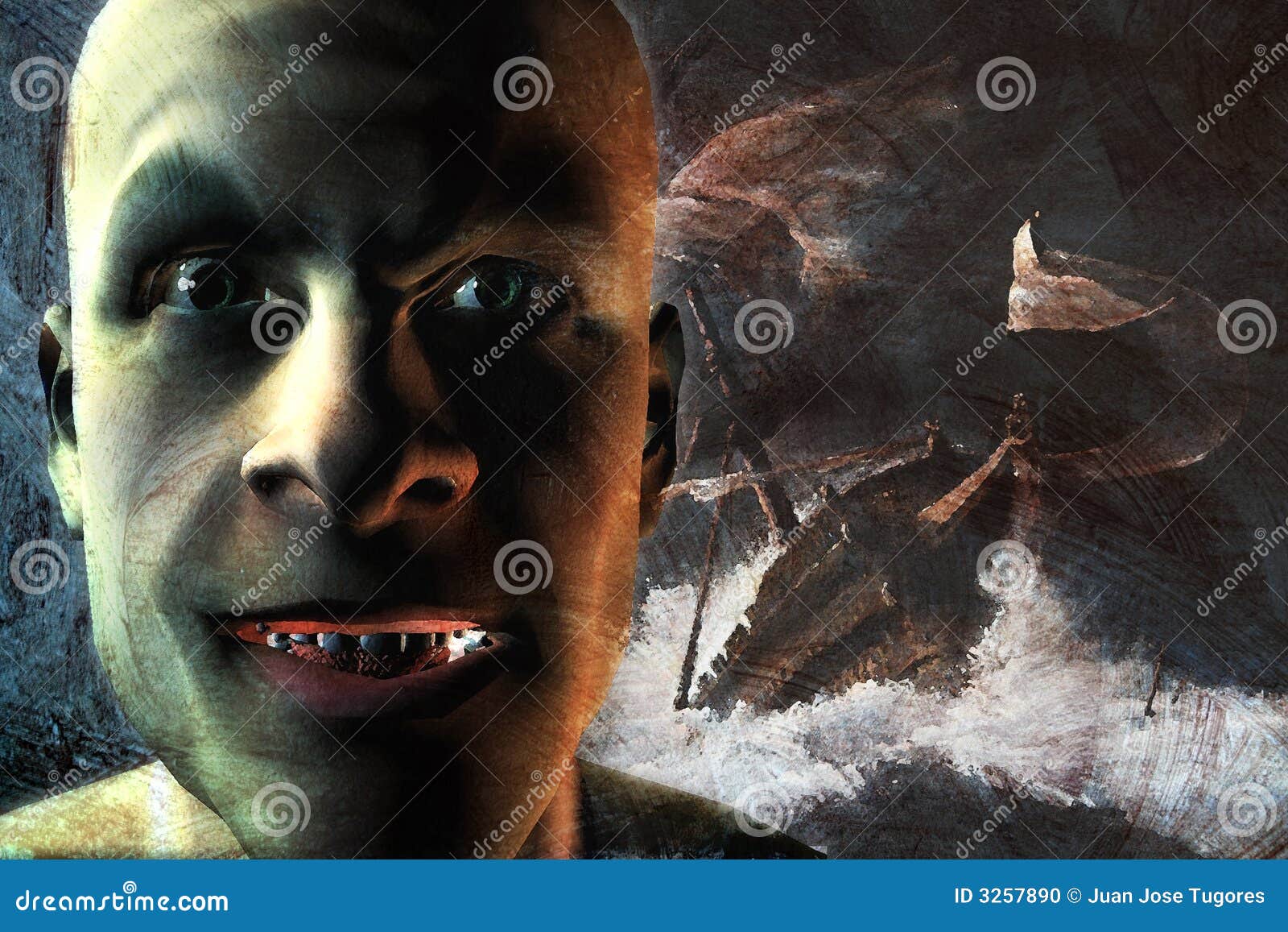 Evil Face And Sinking Ship Stock Photo Image Of Graphic