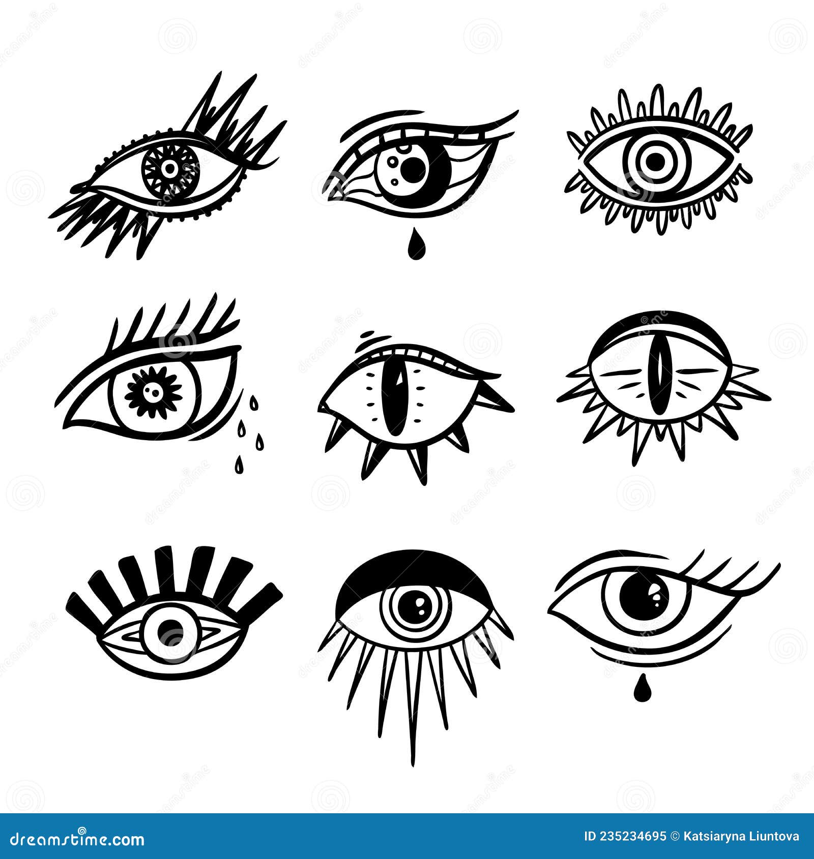 Evil Seeing Eye Symbol Set. Occult Mystic Emblem, Graphic Design Stock ...