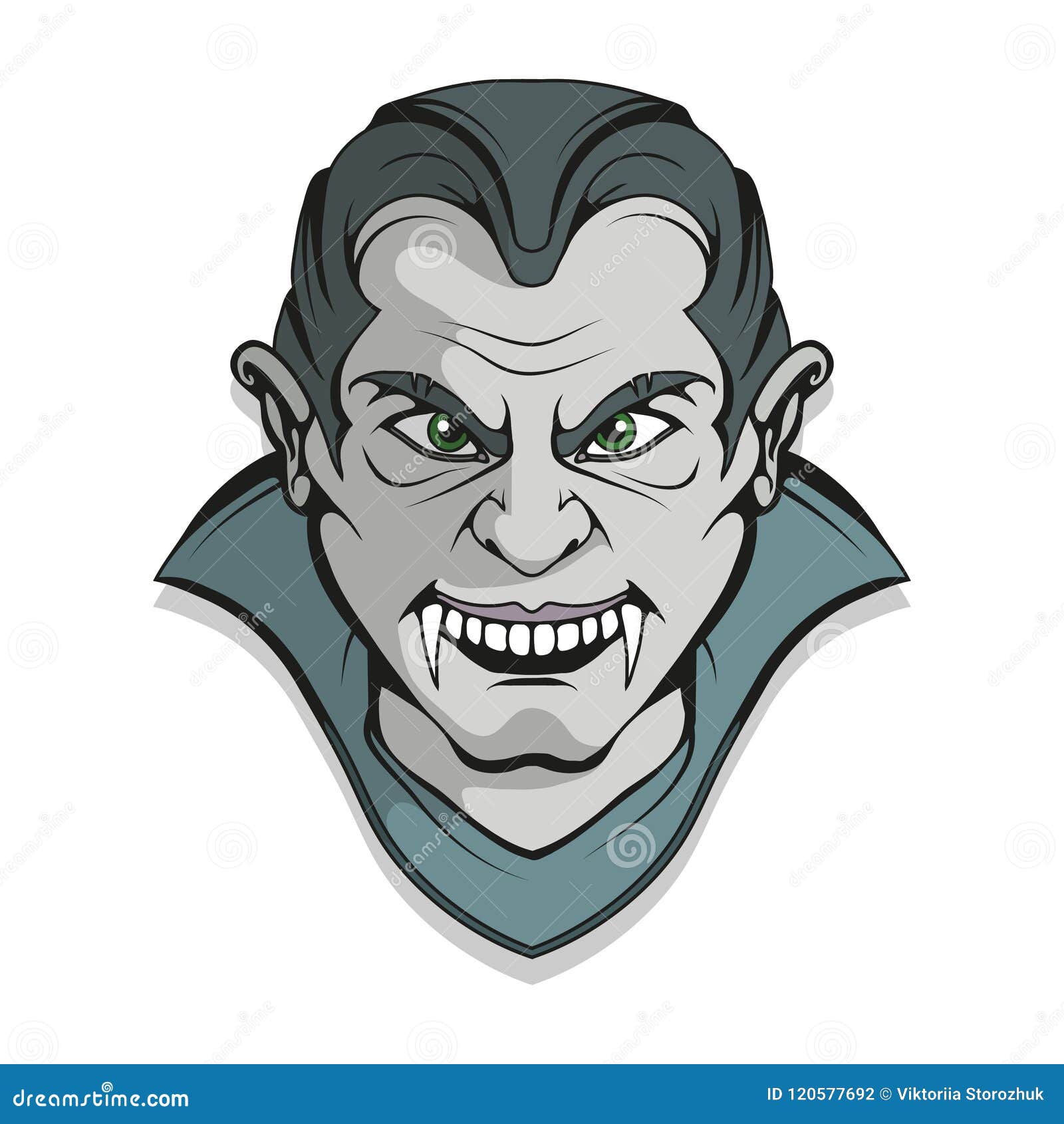 Evil Vampire. Count Vlad Dracula. Happy Halloween. Hand Drawn Head of a ...