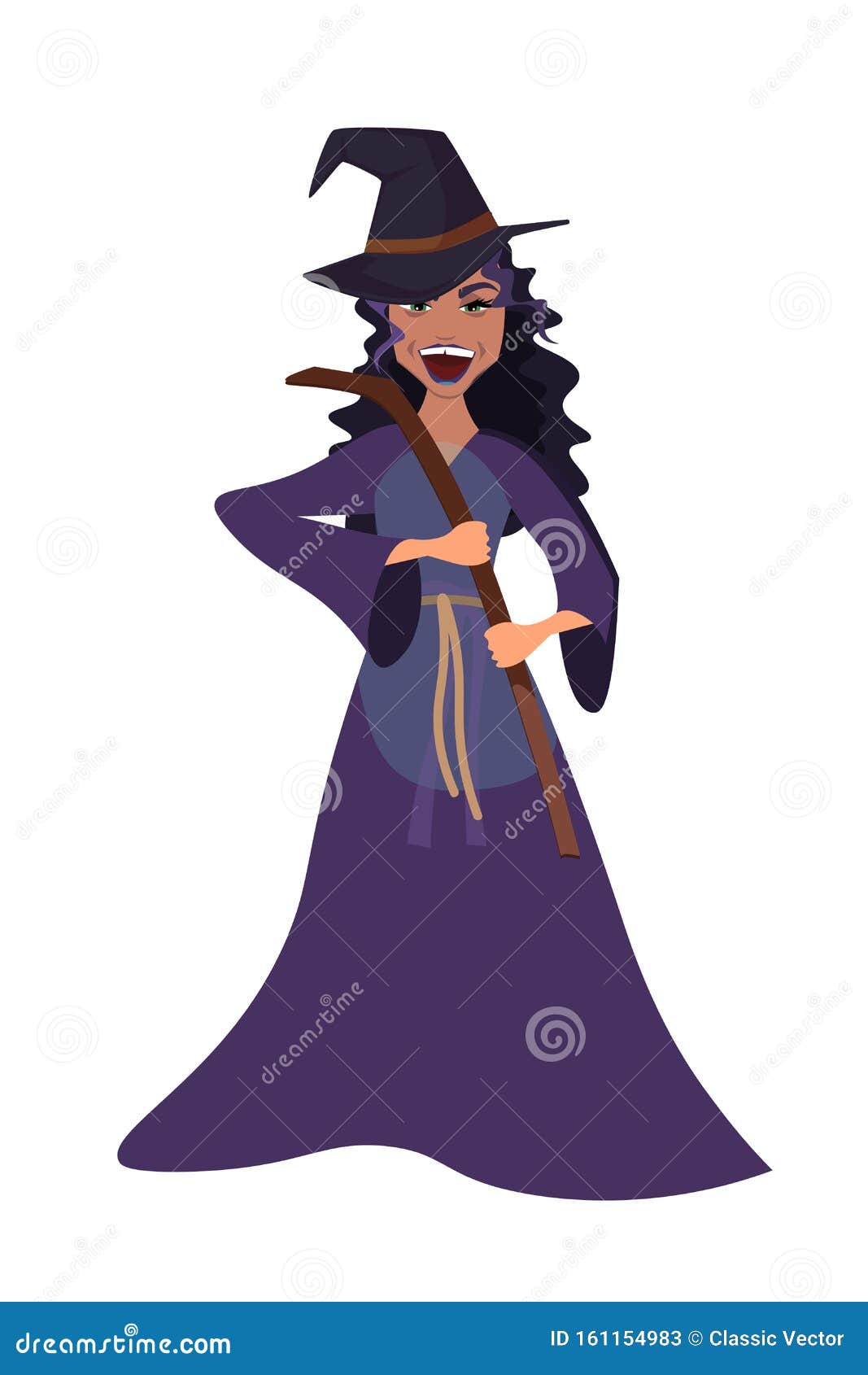 Evil Witch Flat Vector Character Stock Vector - Illustration of mystery,  halloween: 161154983