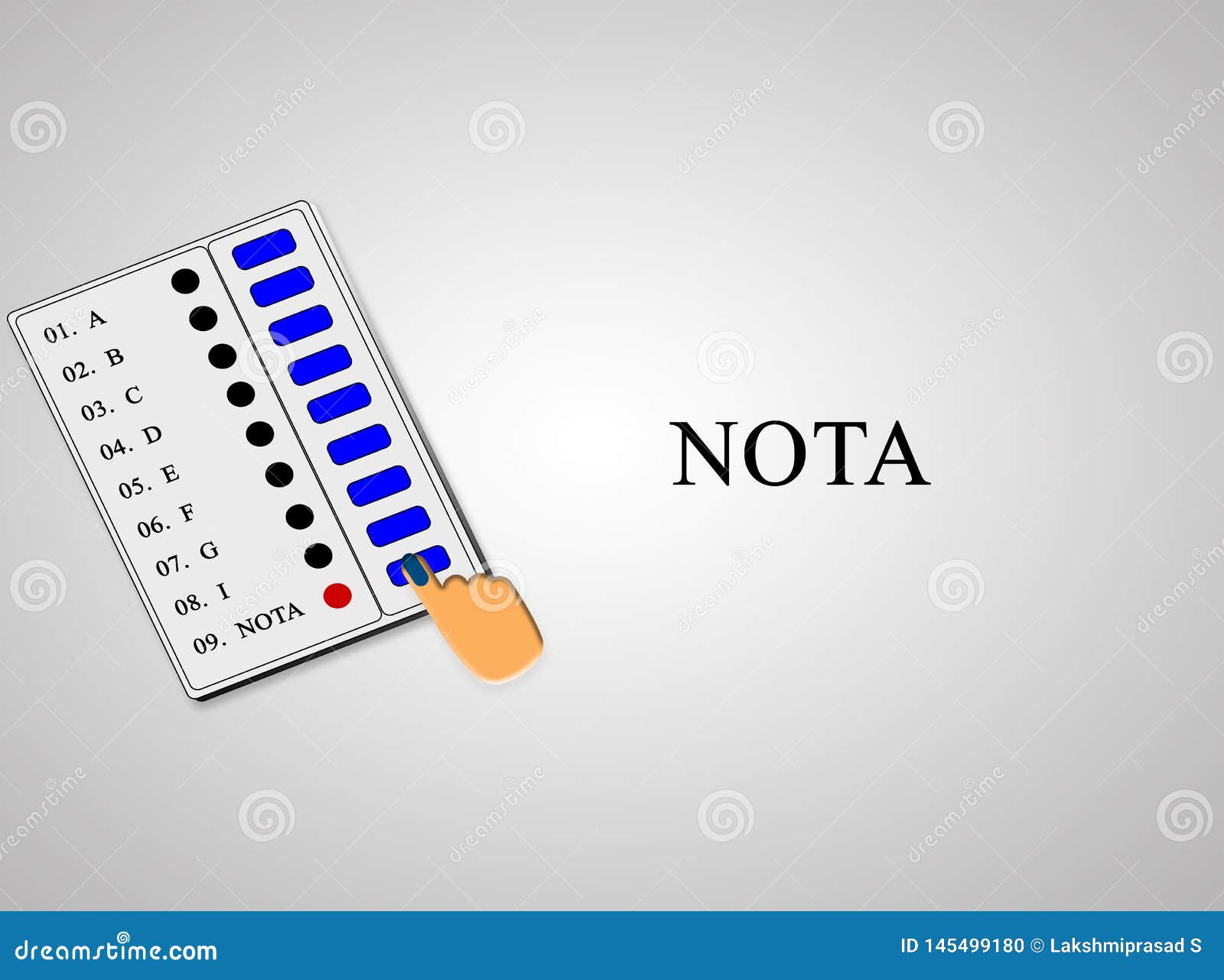 evm or electronic voting machine concept of hand pressing nota or none of the above option in evm