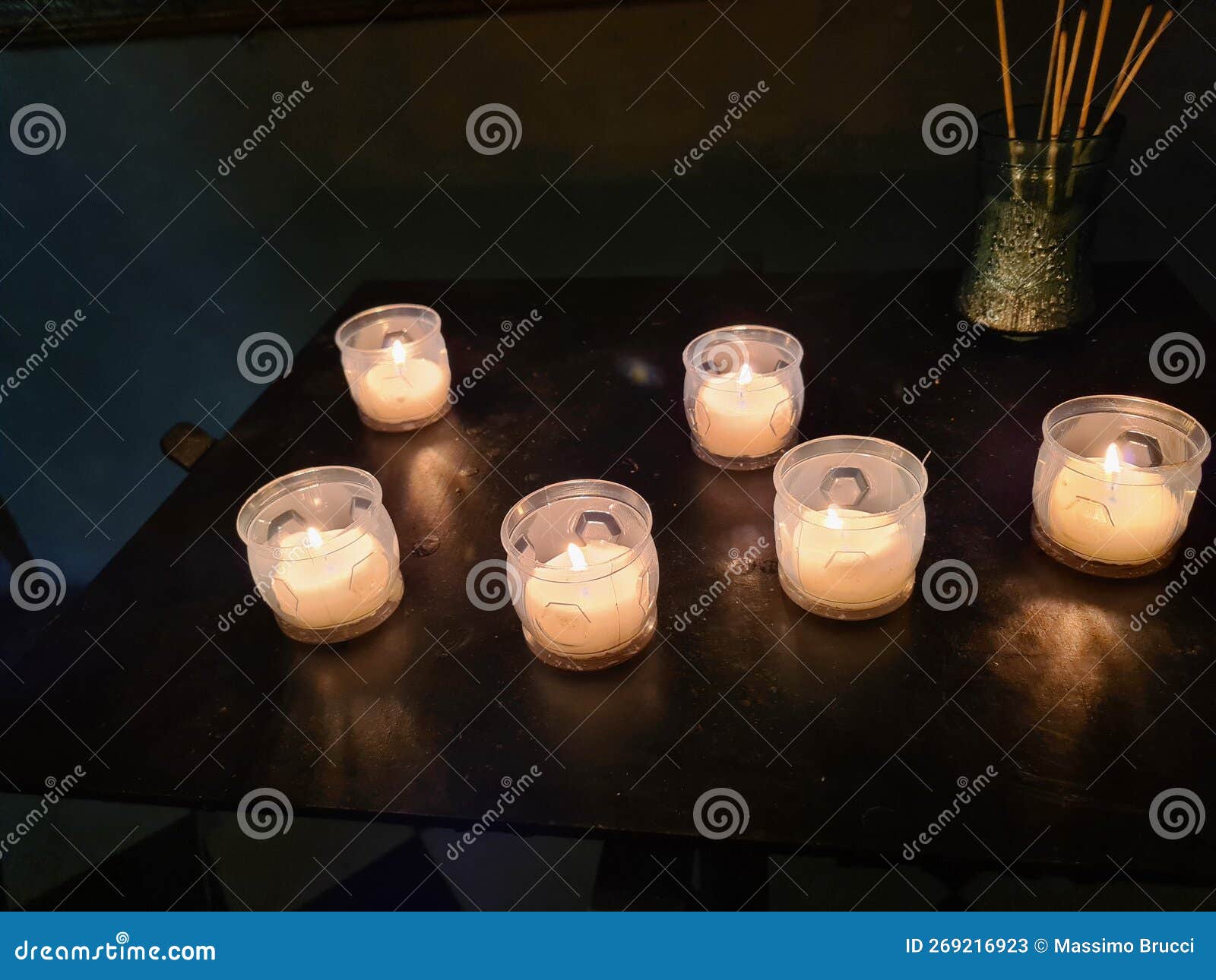 Candles Lit in the Dark of the Night Stock Image Image of light