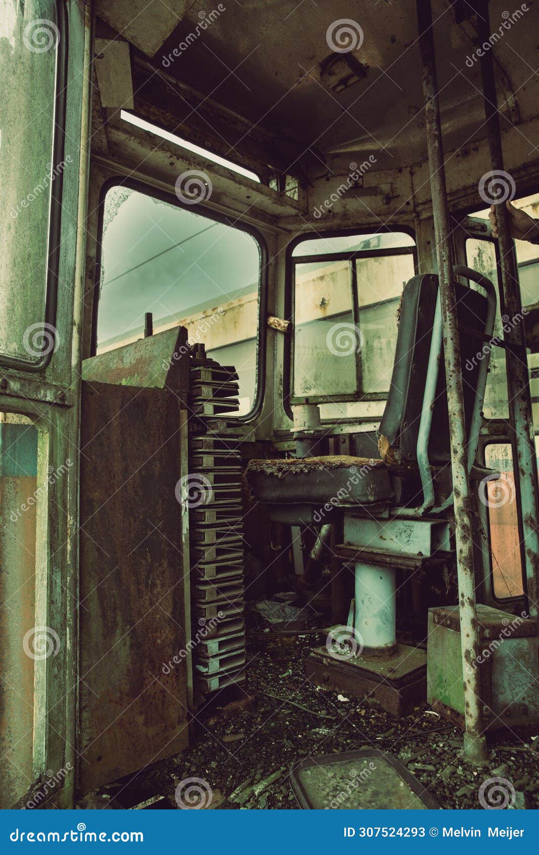 decaying urban railway carriages