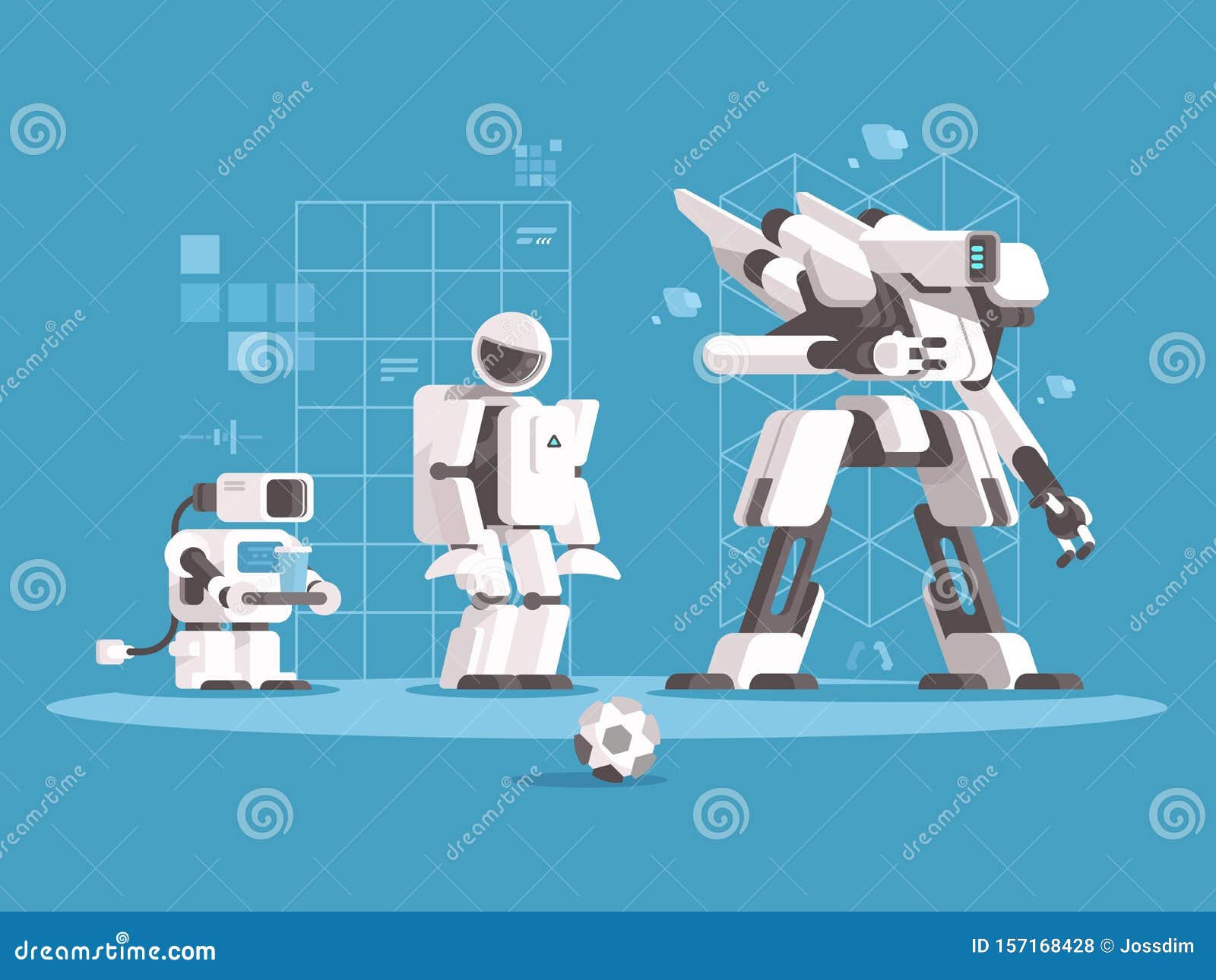 Robot Generations. Robotics Engineering Evolution, Robots Ai Technology