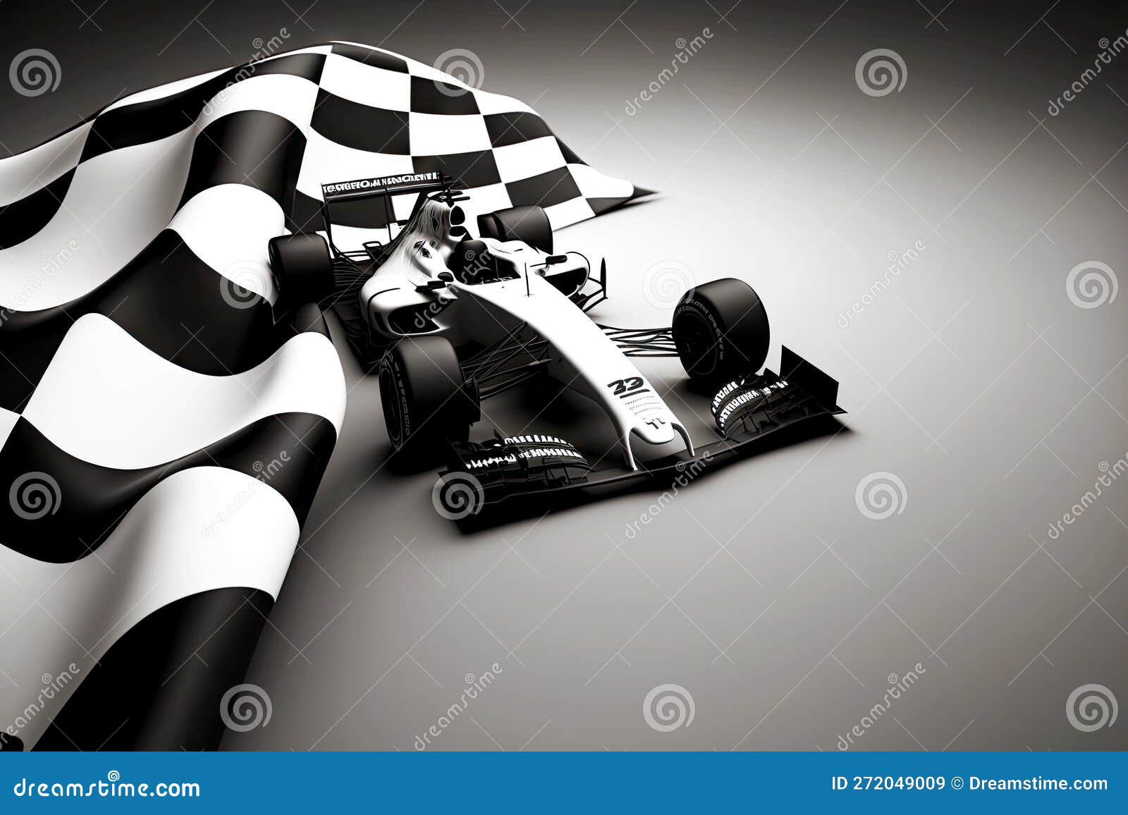 Evolving Black White Flag for Formula One Racing, Generative Ai Stock