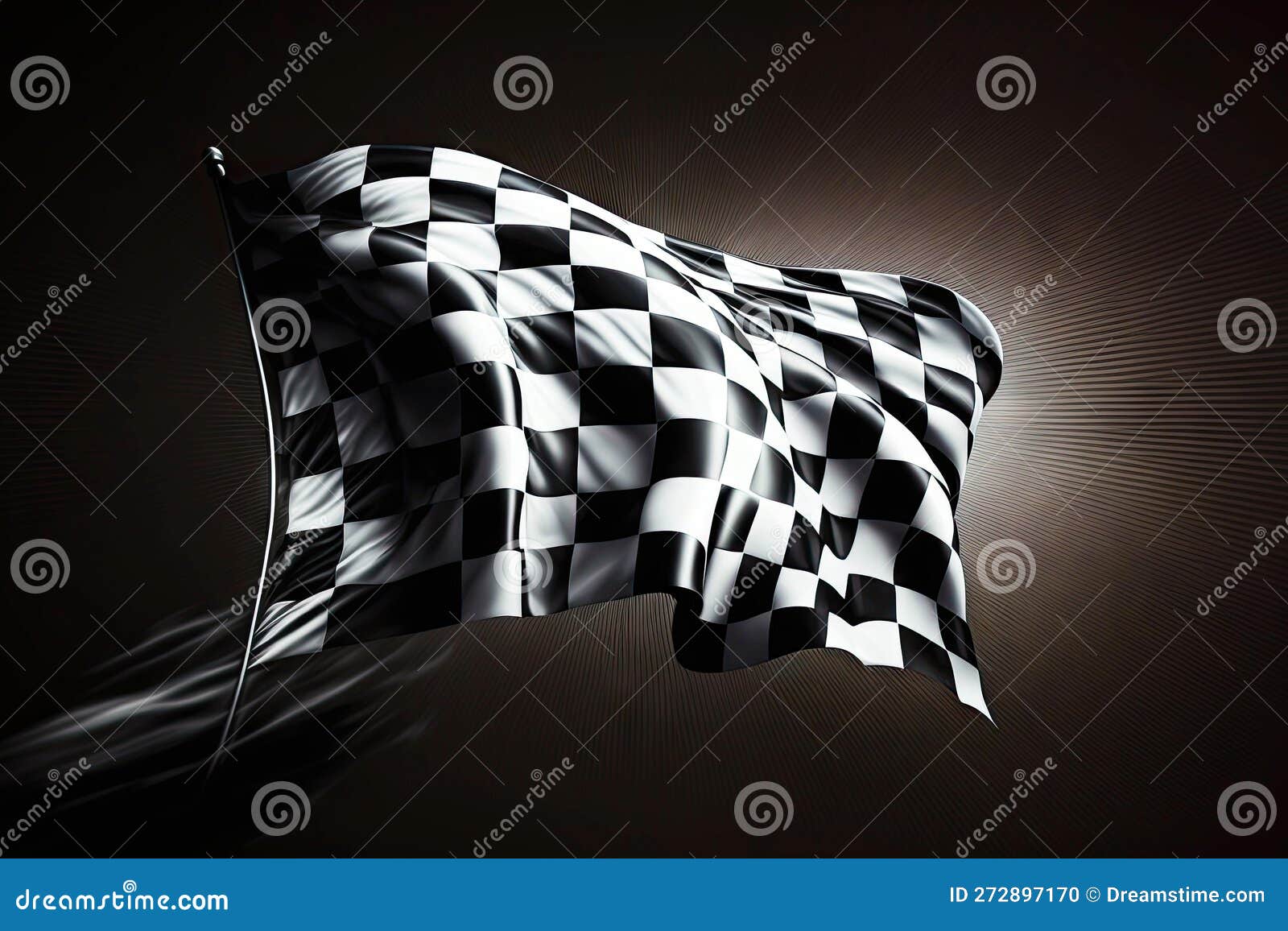 Evolving Black White Flag for Formula One Racing, Generative Ai Stock