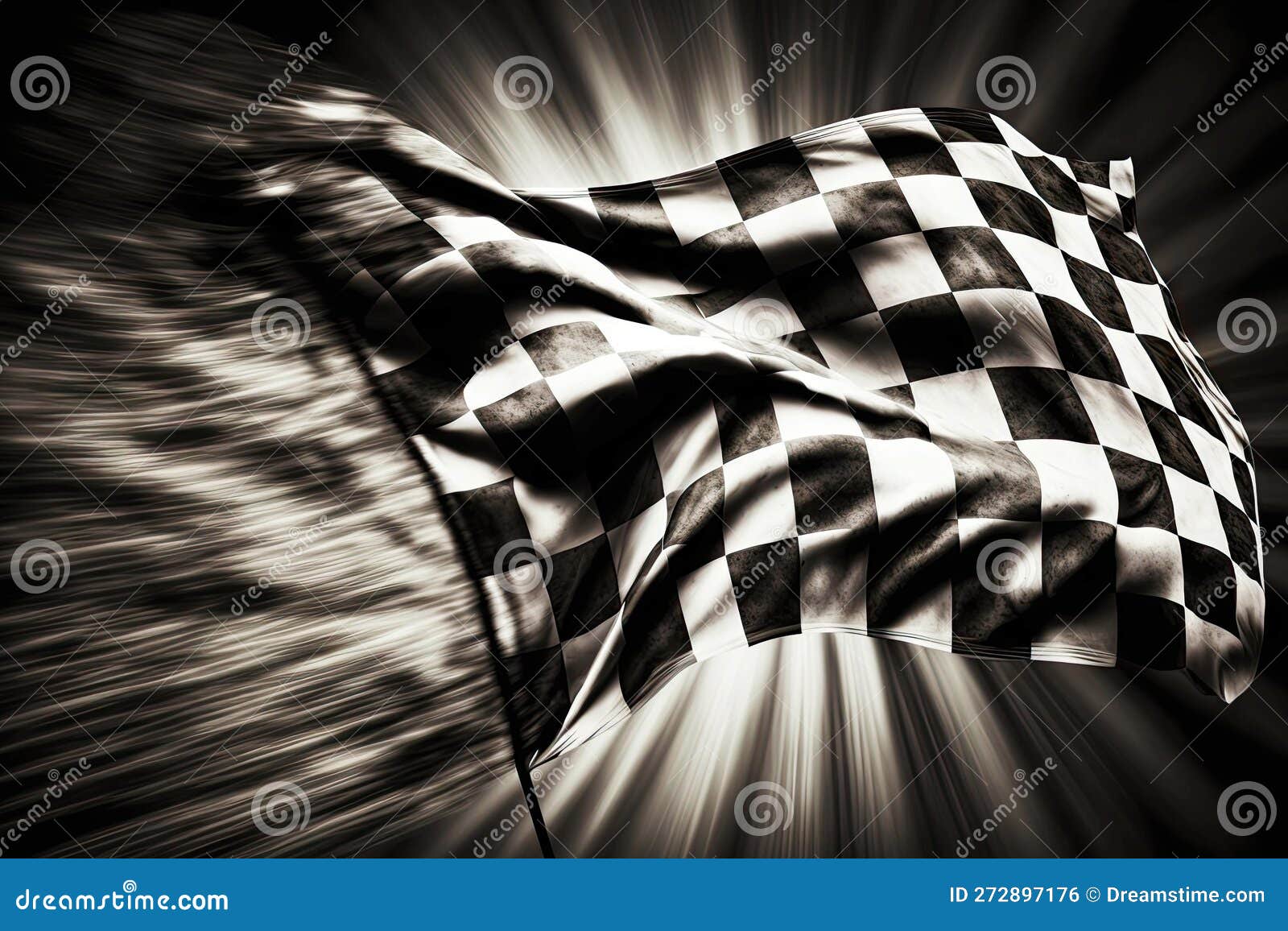 Evolving Black White Flag for Formula One Racing, Generative Ai Stock