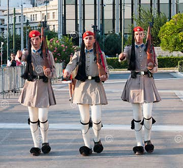 Evzones Soldiers Marching in Athens, Greece Editorial Photo - Image of ...